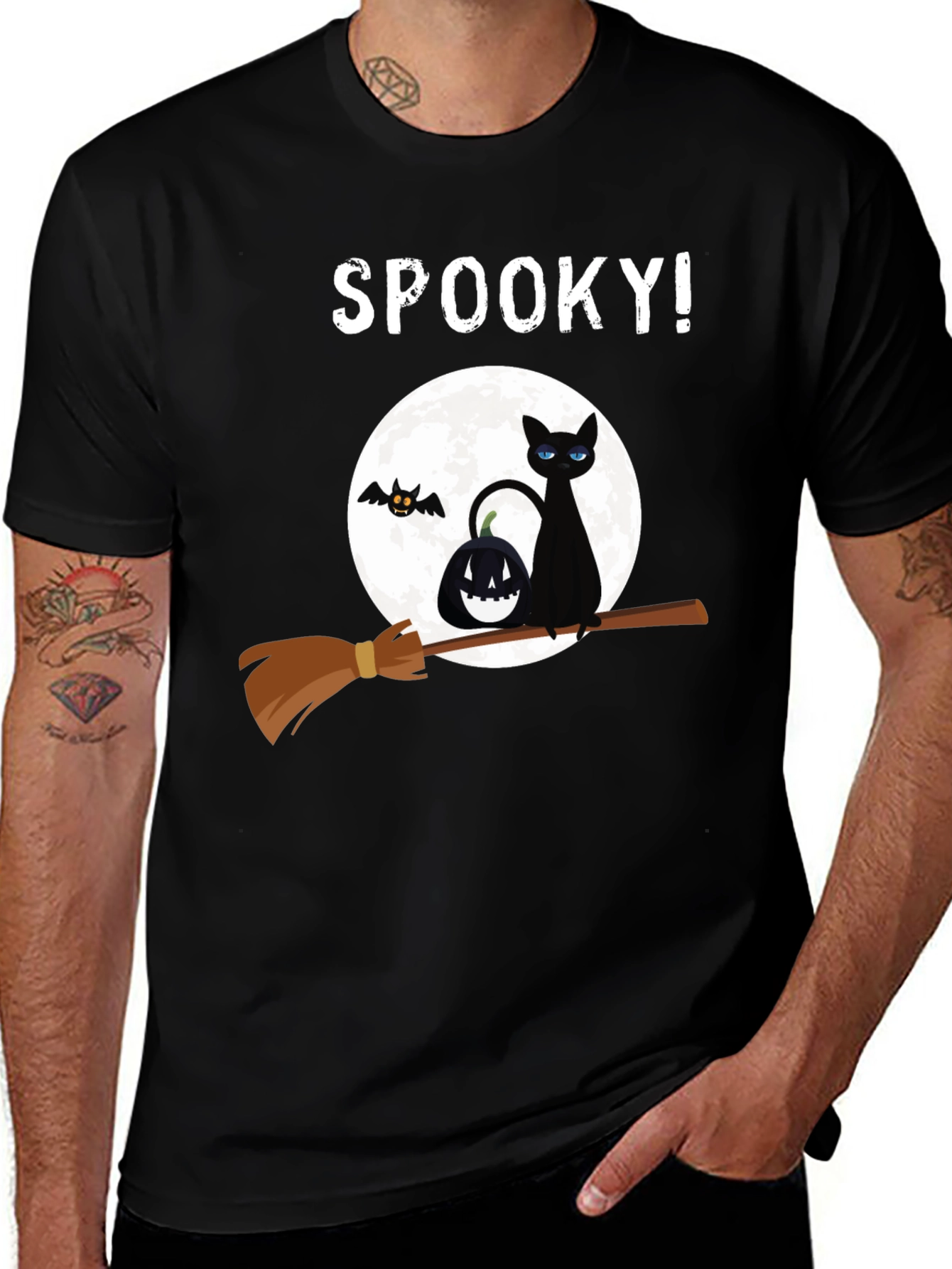Variant 11 of Spooky Halloween Cat Broom T-Shirt