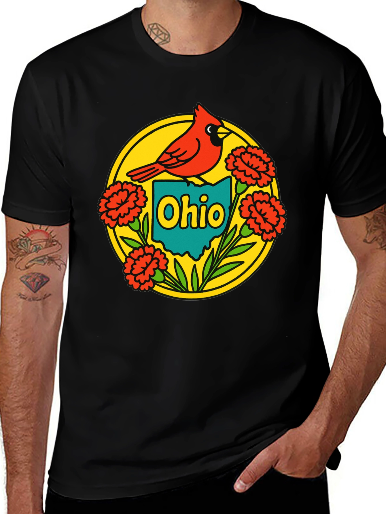 Variant 20 of Ohio Cardinal Graphic Tee - Black Crew Neck T-Shirt