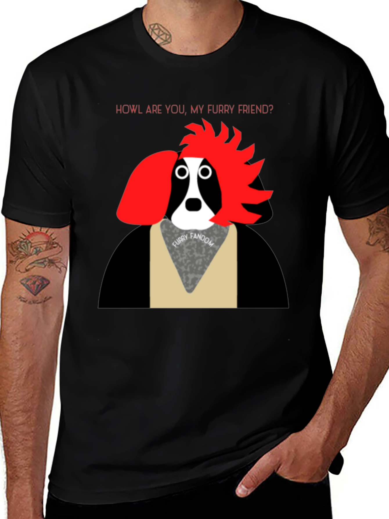 Variant 5 of Furry Friend T-Shirt: Howl Are You? Graphic Tee