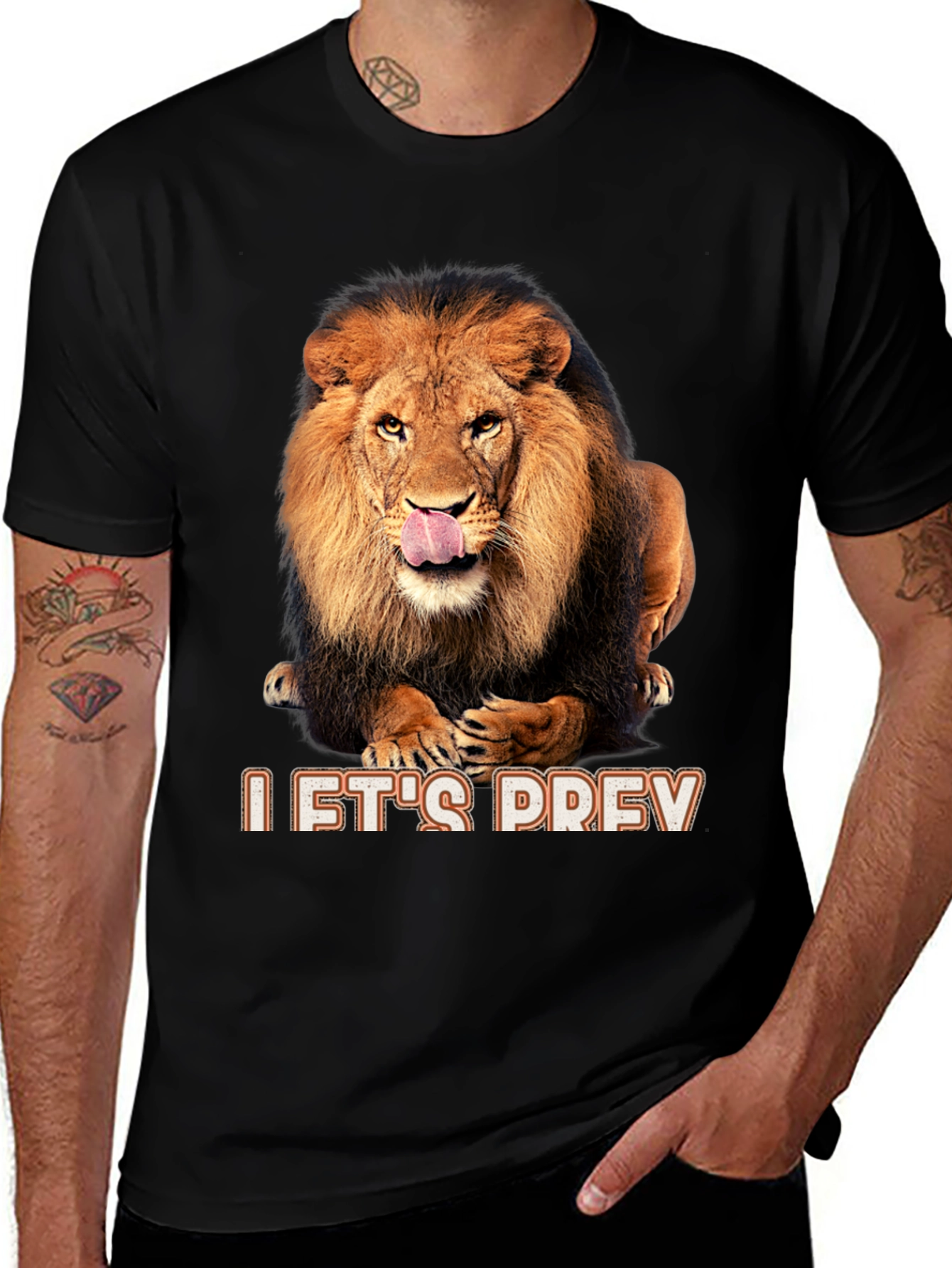 Variant 2 of Lion Graphic Black T-Shirt - Let's Prey