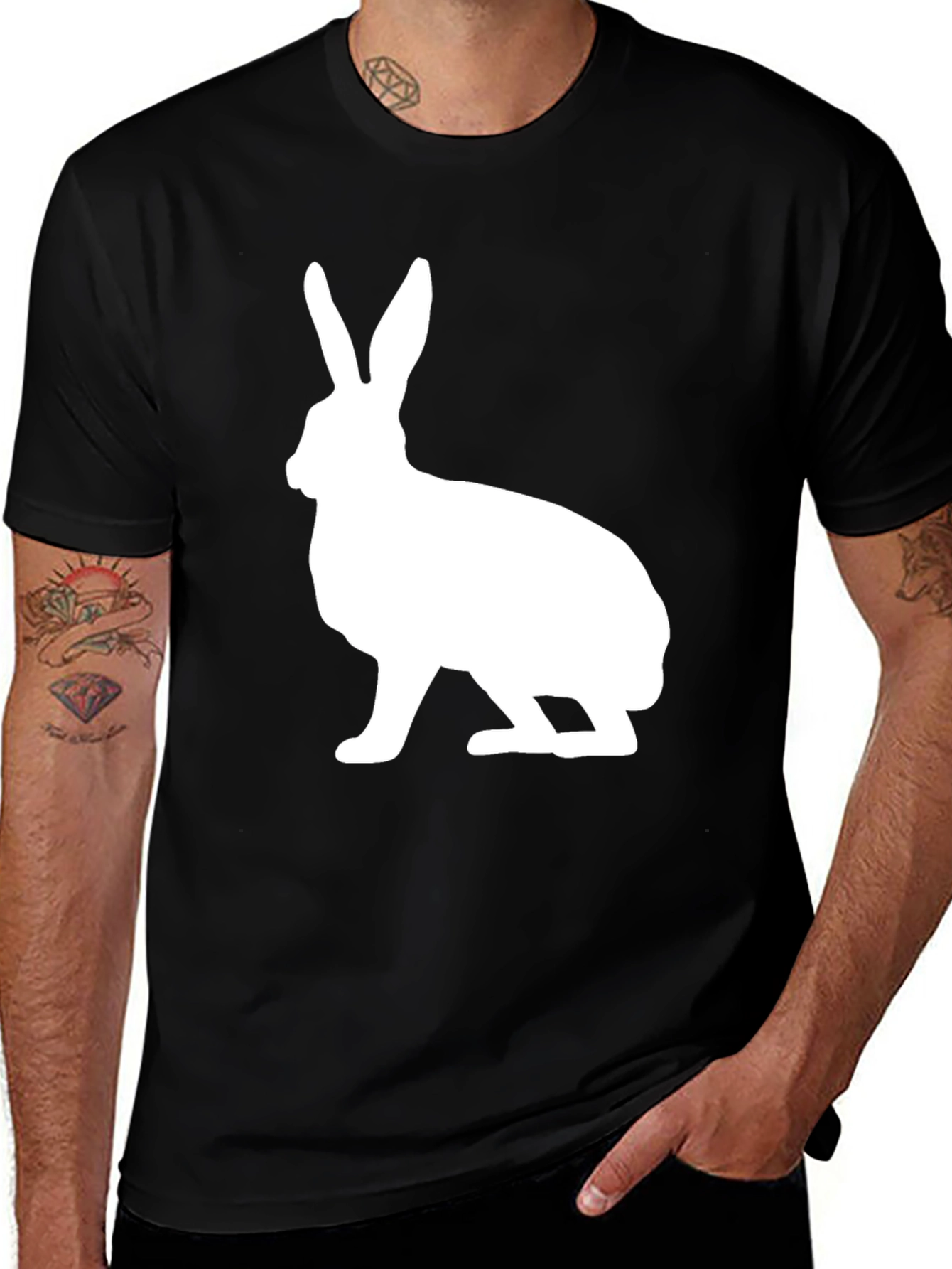 Rabbit Graphic Print Crew Neck T-Shirt