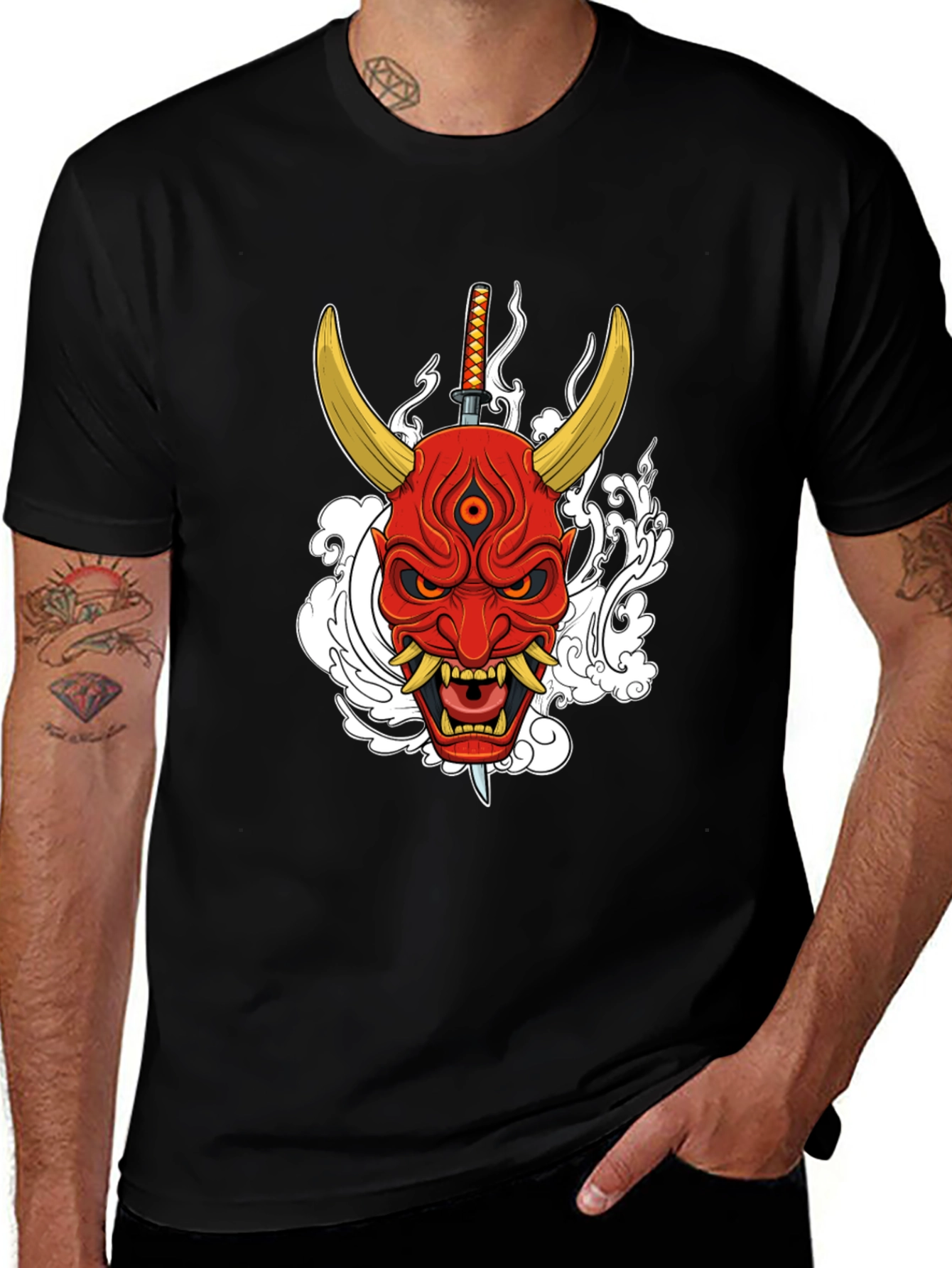 Variant 7 of Samurai Oni Mask Graphic T-Shirt