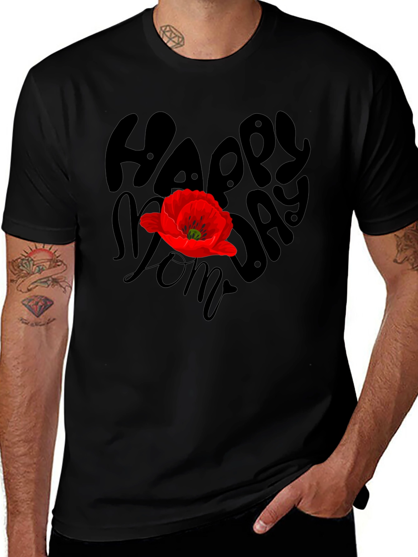 Variant 11 of Happy Mom's Day Graphic T-Shirt - Black