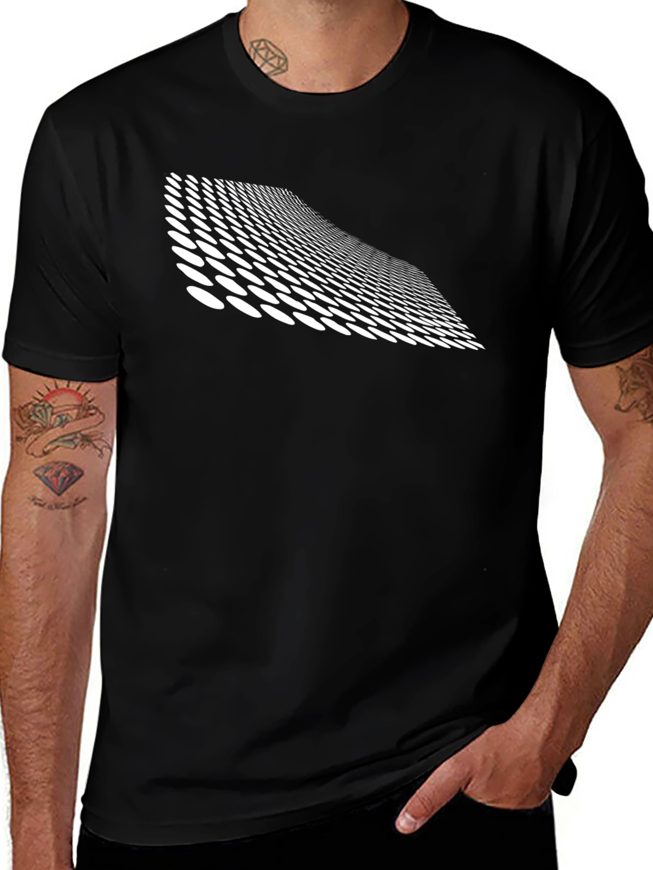 Variant 20 of Abstract Dot Pattern Black T-Shirt