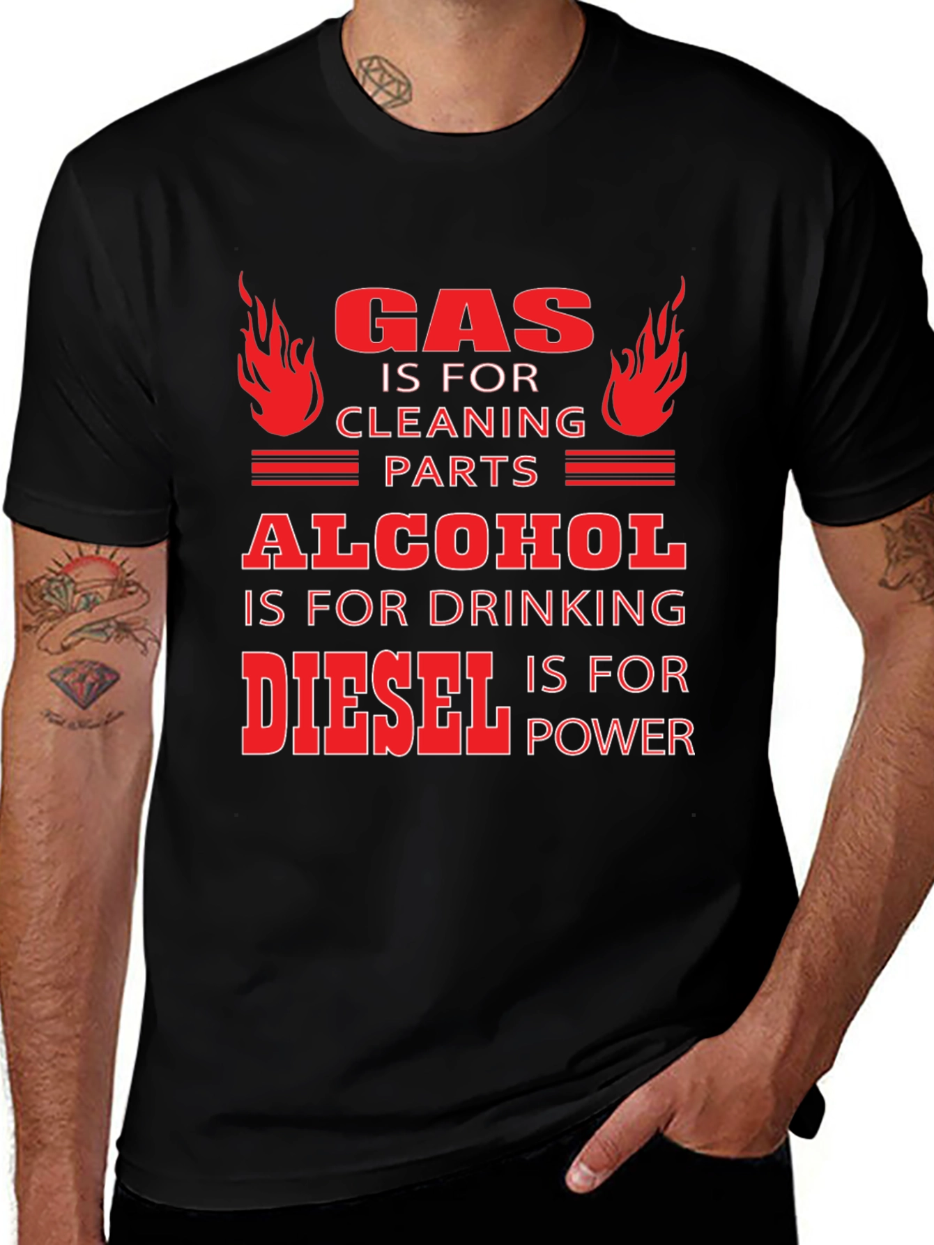 Variant 19 of Gas Alcohol Diesel T-Shirt - Funny Car Lover Tee