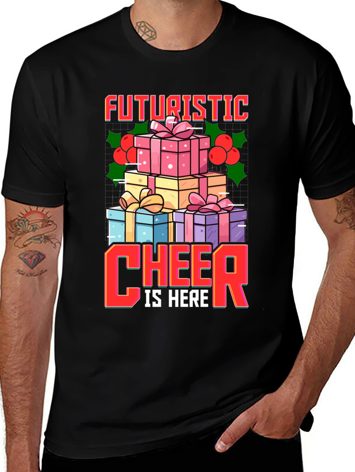 Variant 5 of Futuristic Cheer Holiday Gift T-Shirt