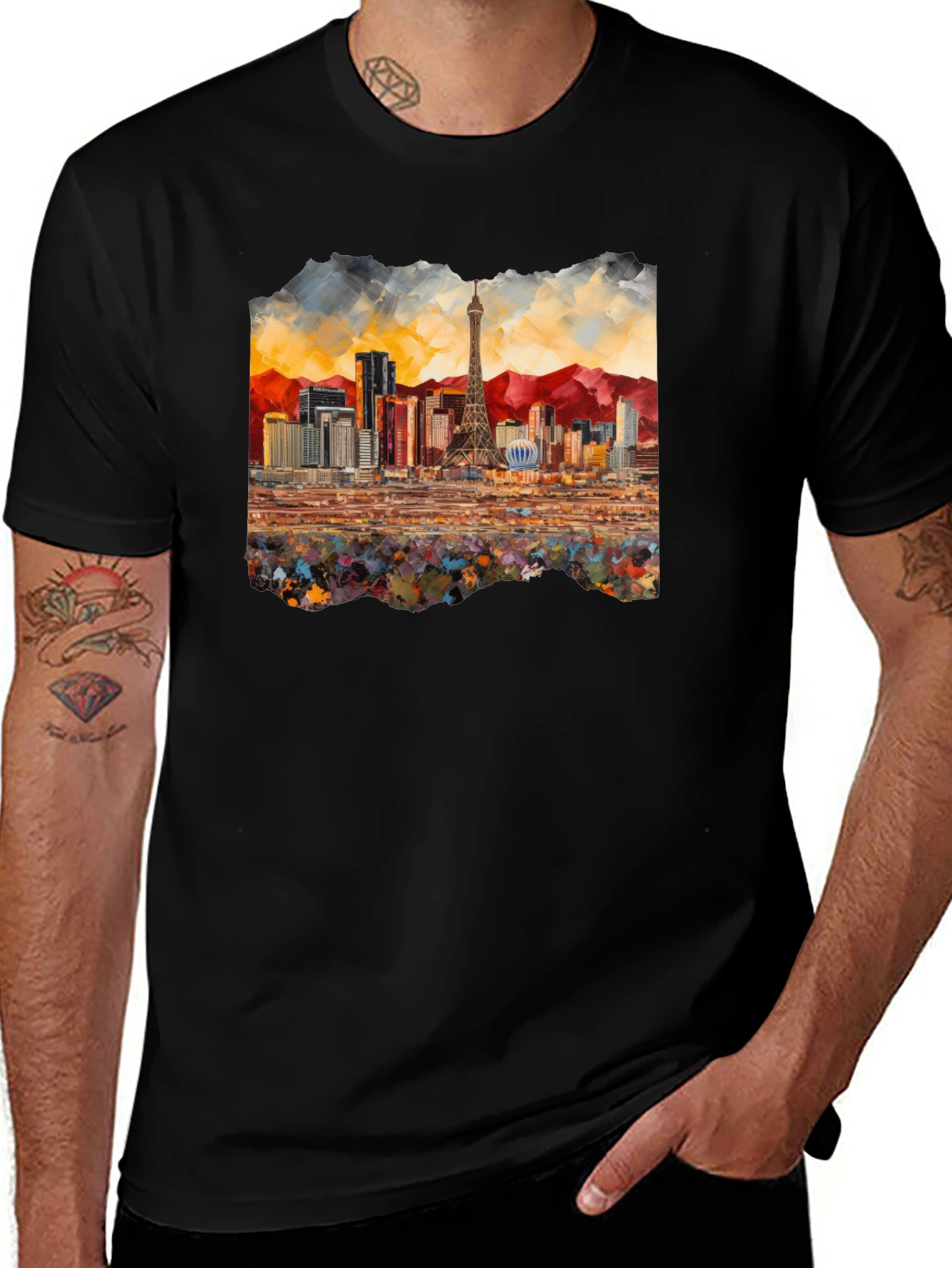 Black Las Vegas Skyline Black T-Shirt main image