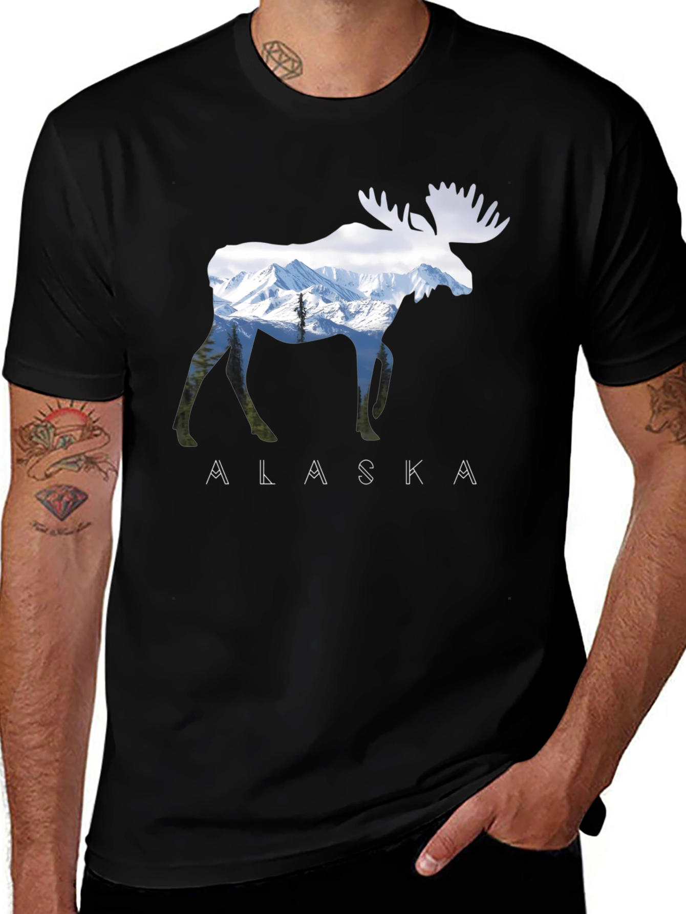 Variant 26 of Alaska Moose Graphic Print T-Shirt