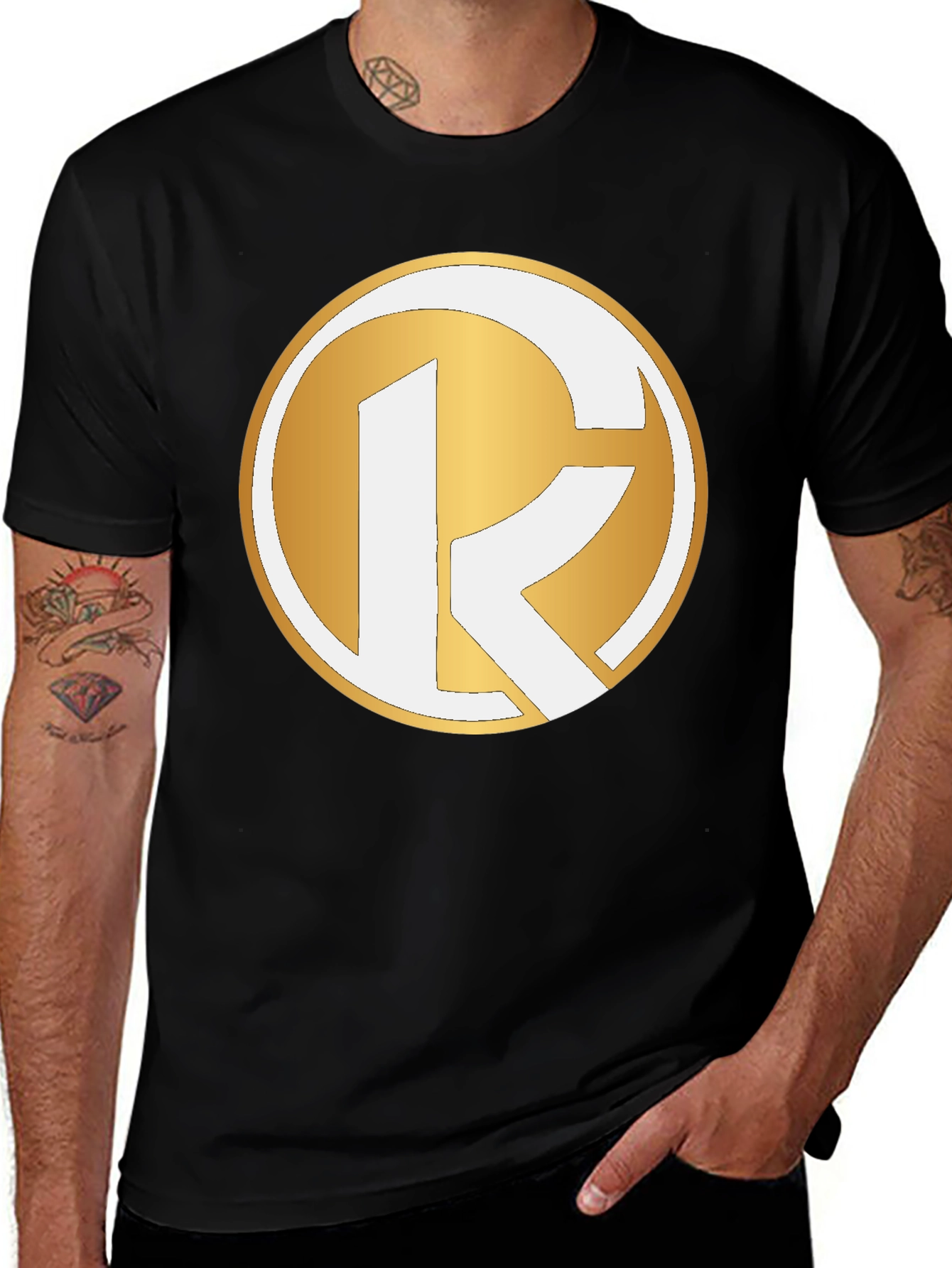 Golden Emblem Tee - Stylish Graphic Print T-Shirt