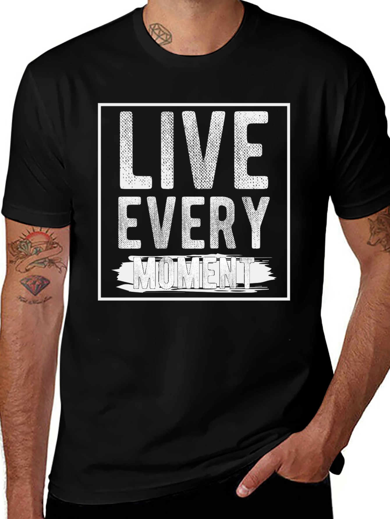 Variant 5 of Live Every Moment Graphic Tee - Black