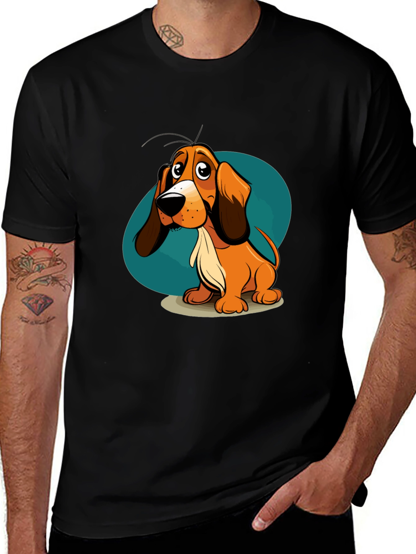 Variant 17 of Cartoon Dog Graphic Tee - Unique Black T-Shirt
