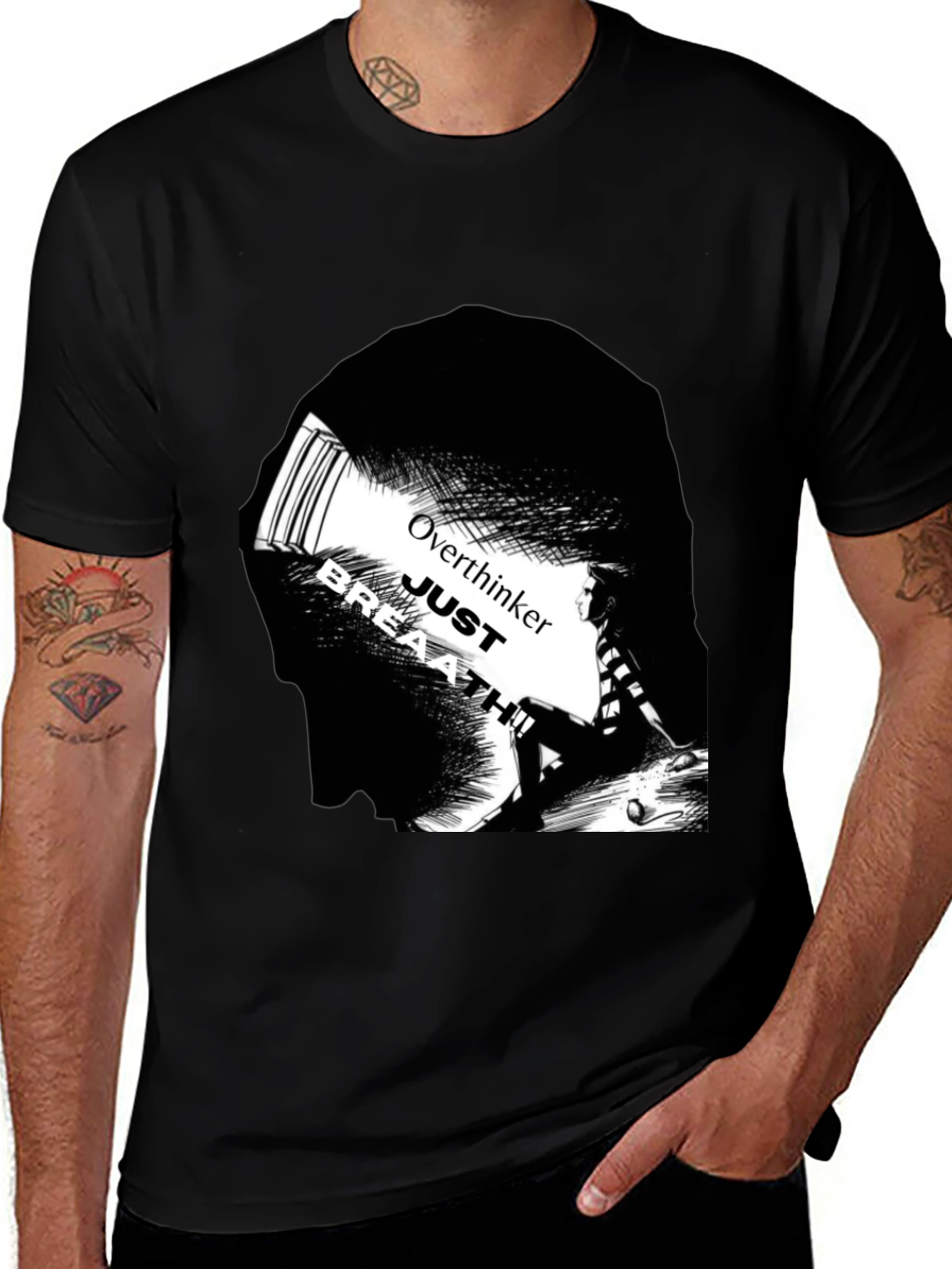 Black Overthinker Just Breath T-Shirt - Black main image