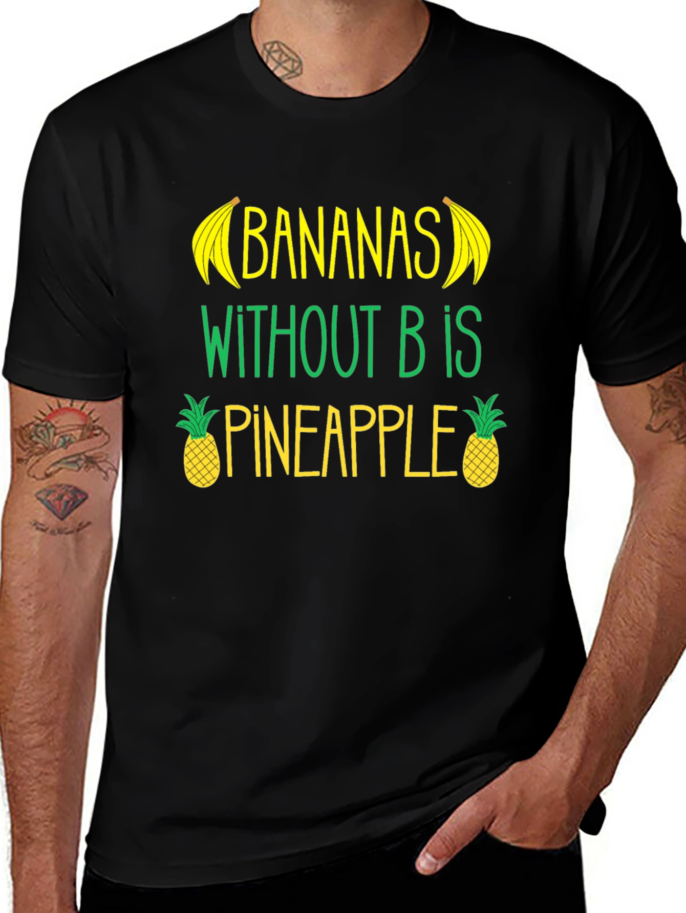 Funny Fruit Pun T-Shirt: Bananas Without B is Pineapple!