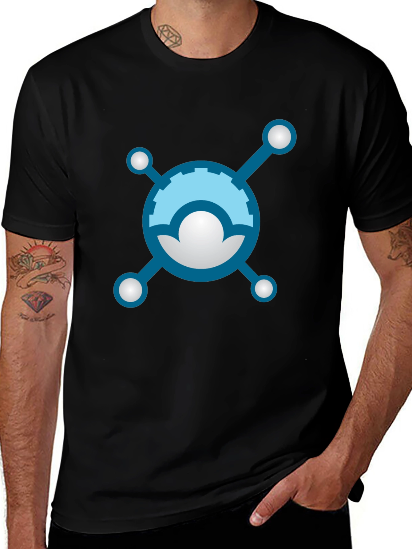 Variant 19 of Modern Black T-Shirt with Tech Cloud Design