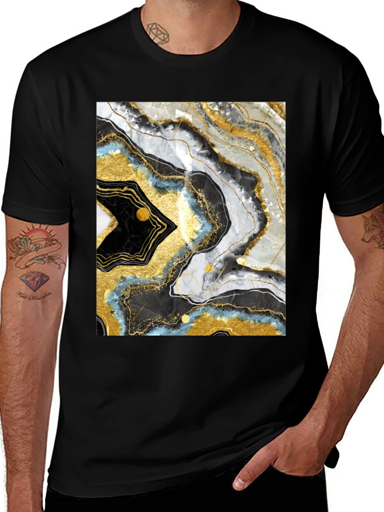Variant 18 of Abstract Geode Design Black T-Shirt