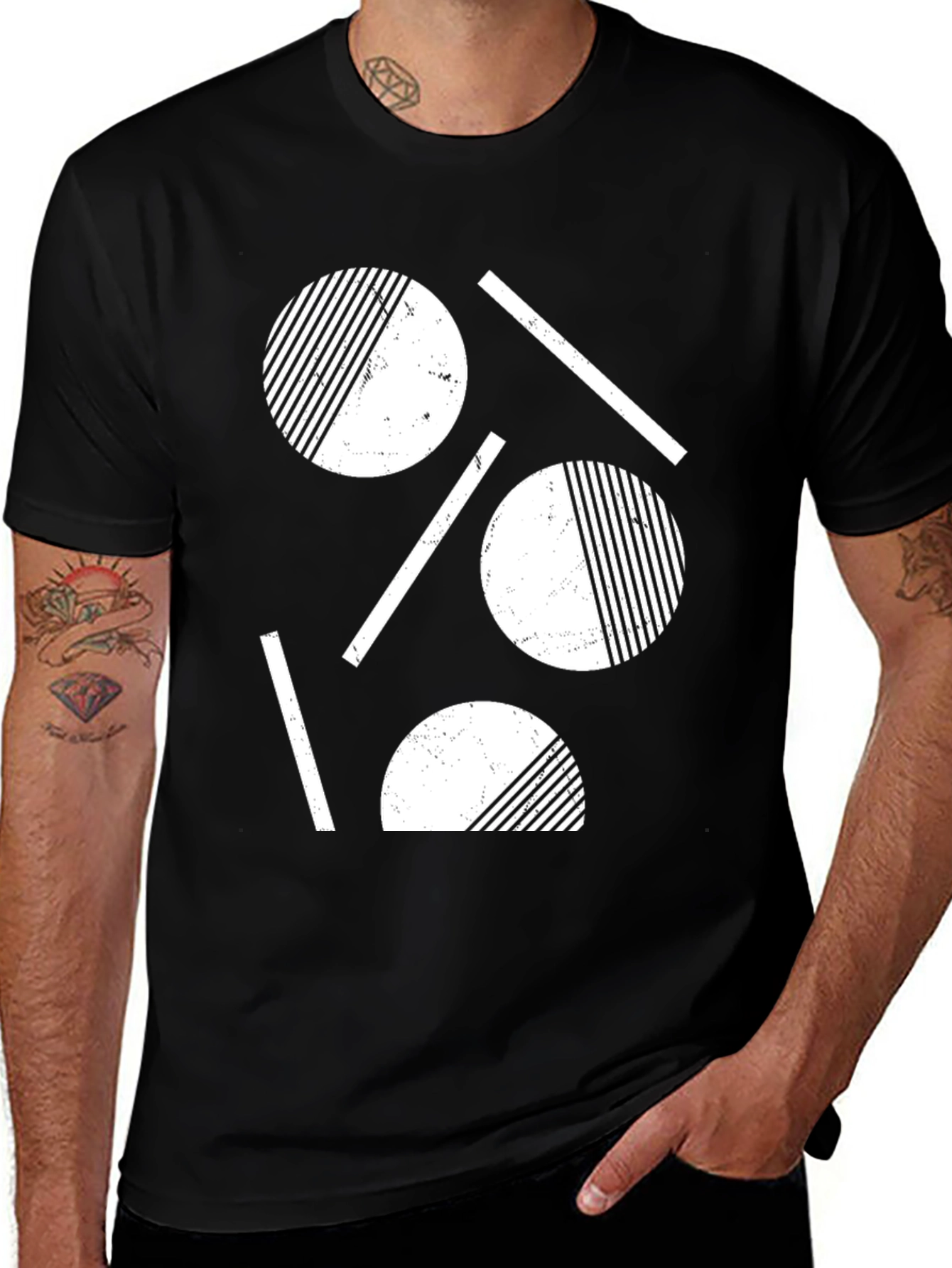 Variant 14 of Modern Graphic Tee: Geometric Stripe Design