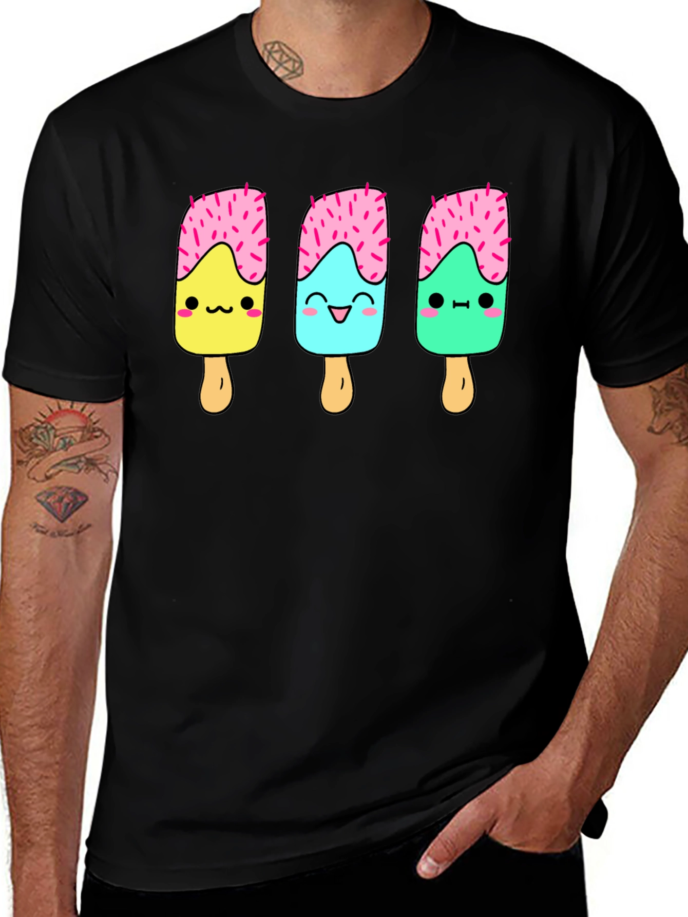 Variant 29 of Cute Popsicle Graphic Tee - Black Unisex T-Shirt