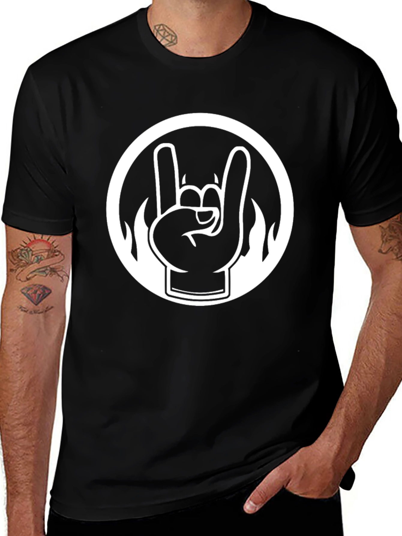 Variant 2 of Rock On T-Shirt - Black Graphic Tee