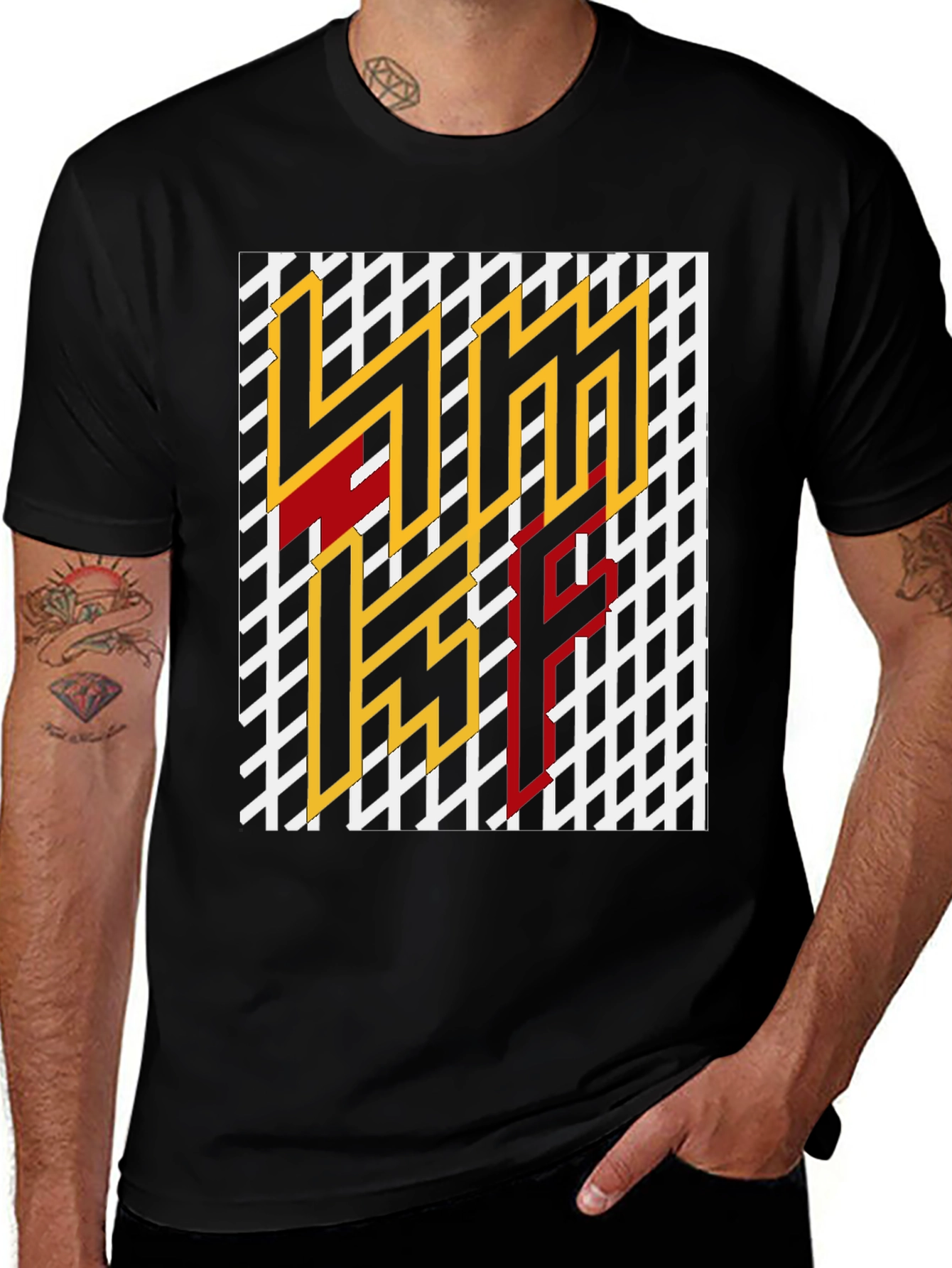 Variant 15 of Geometric Graphic Print T-Shirt - Black