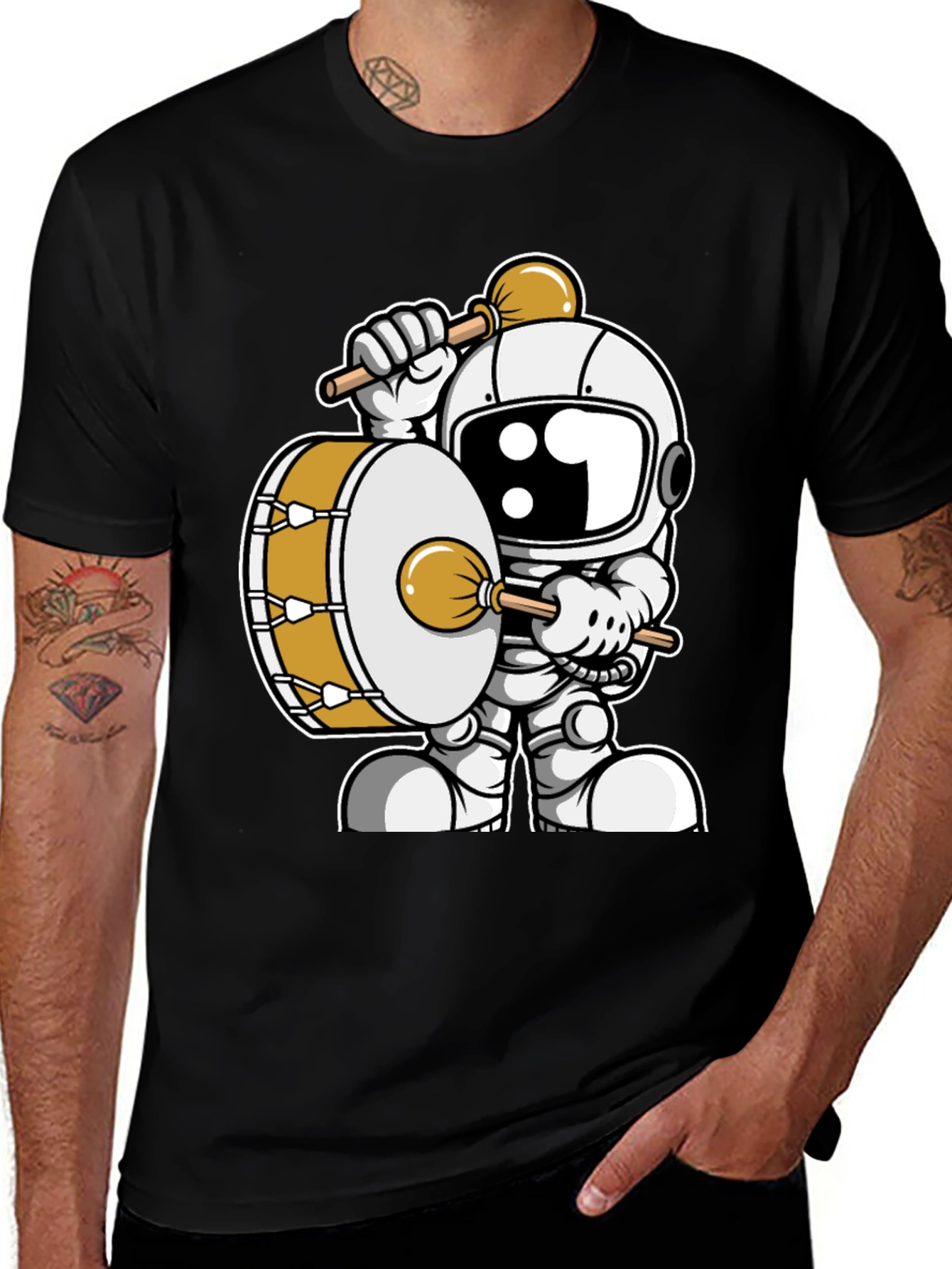 Variant 14 of Astronaut Drummer T-Shirt - Space Musician Tee