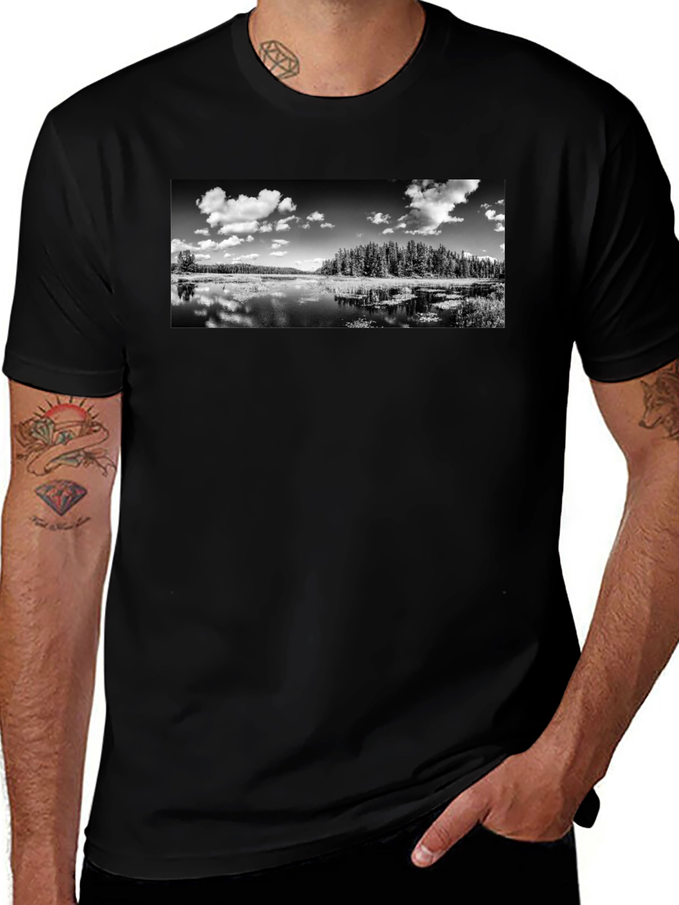 Variant 17 of Monochrome Lake Graphic T-Shirt