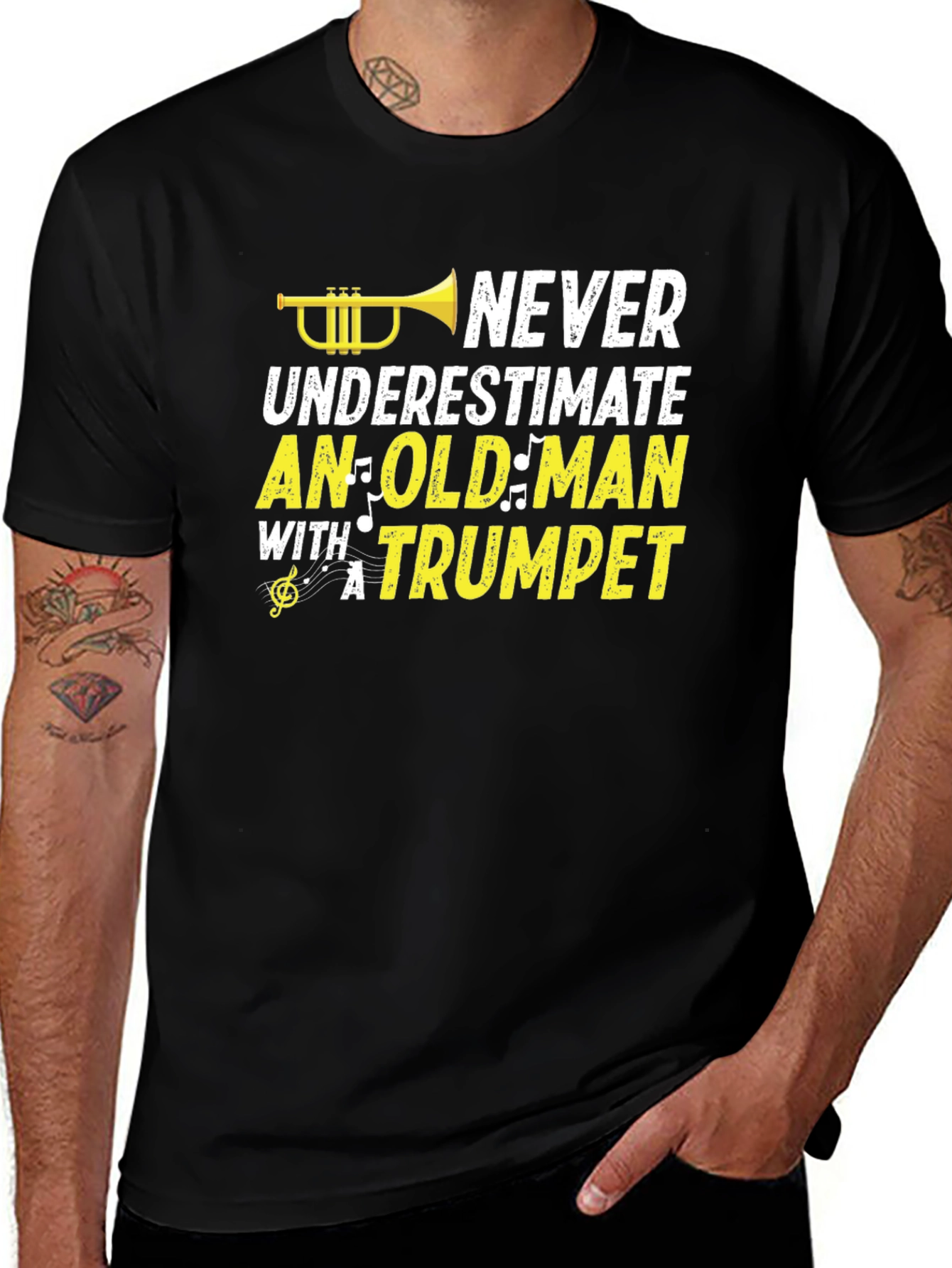 Variant 5 of Never Underestimate Old Man Trumpet Graphic Tee