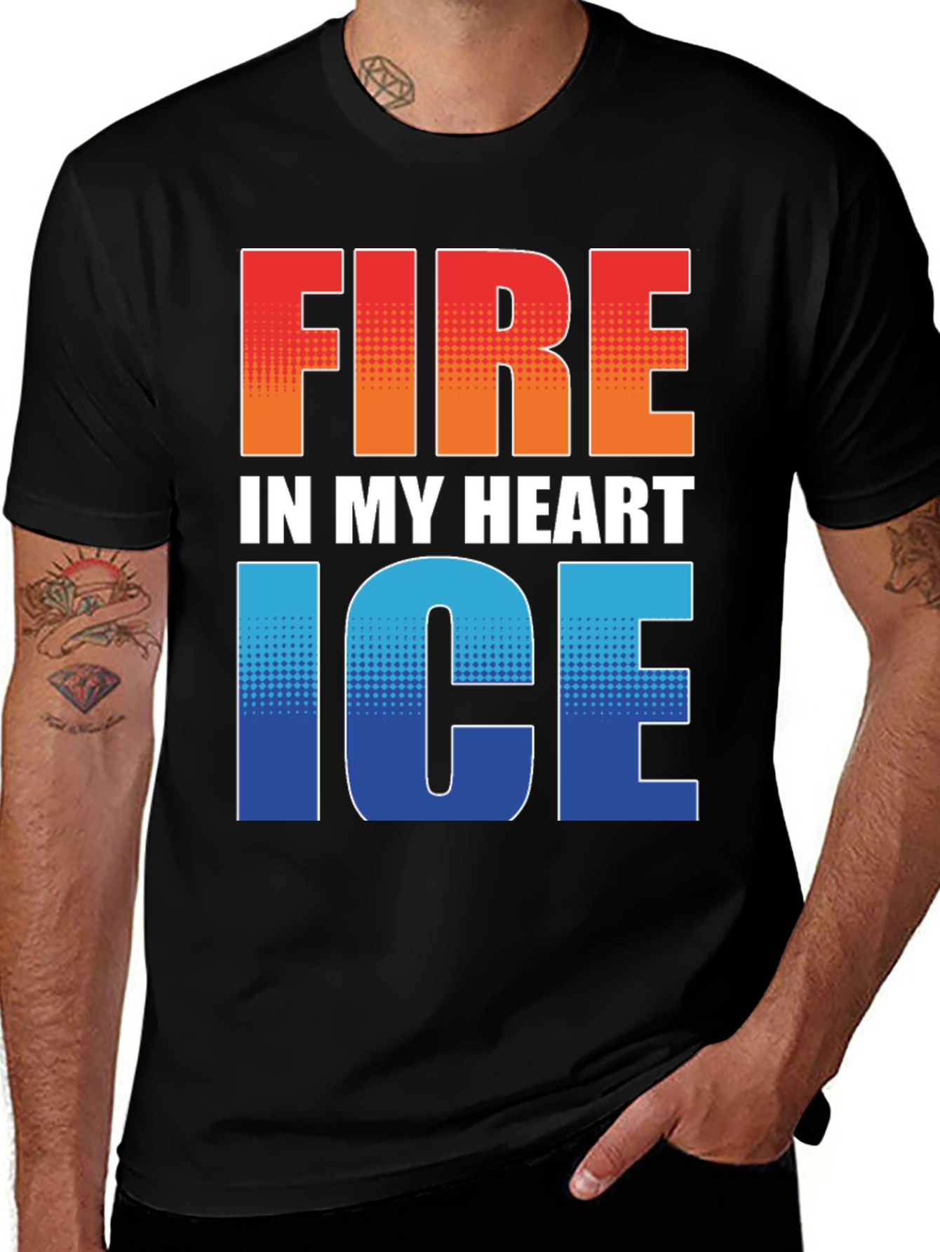 Variant 17 of Fire and Ice Graphic Tee - Men's Black T-Shirt