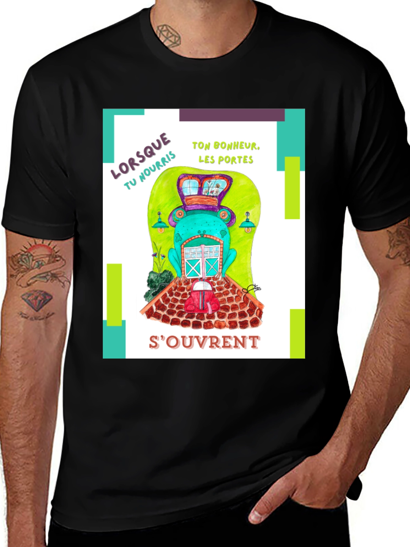 Variant 27 of Quirky French Frog Door Graphic T-Shirt