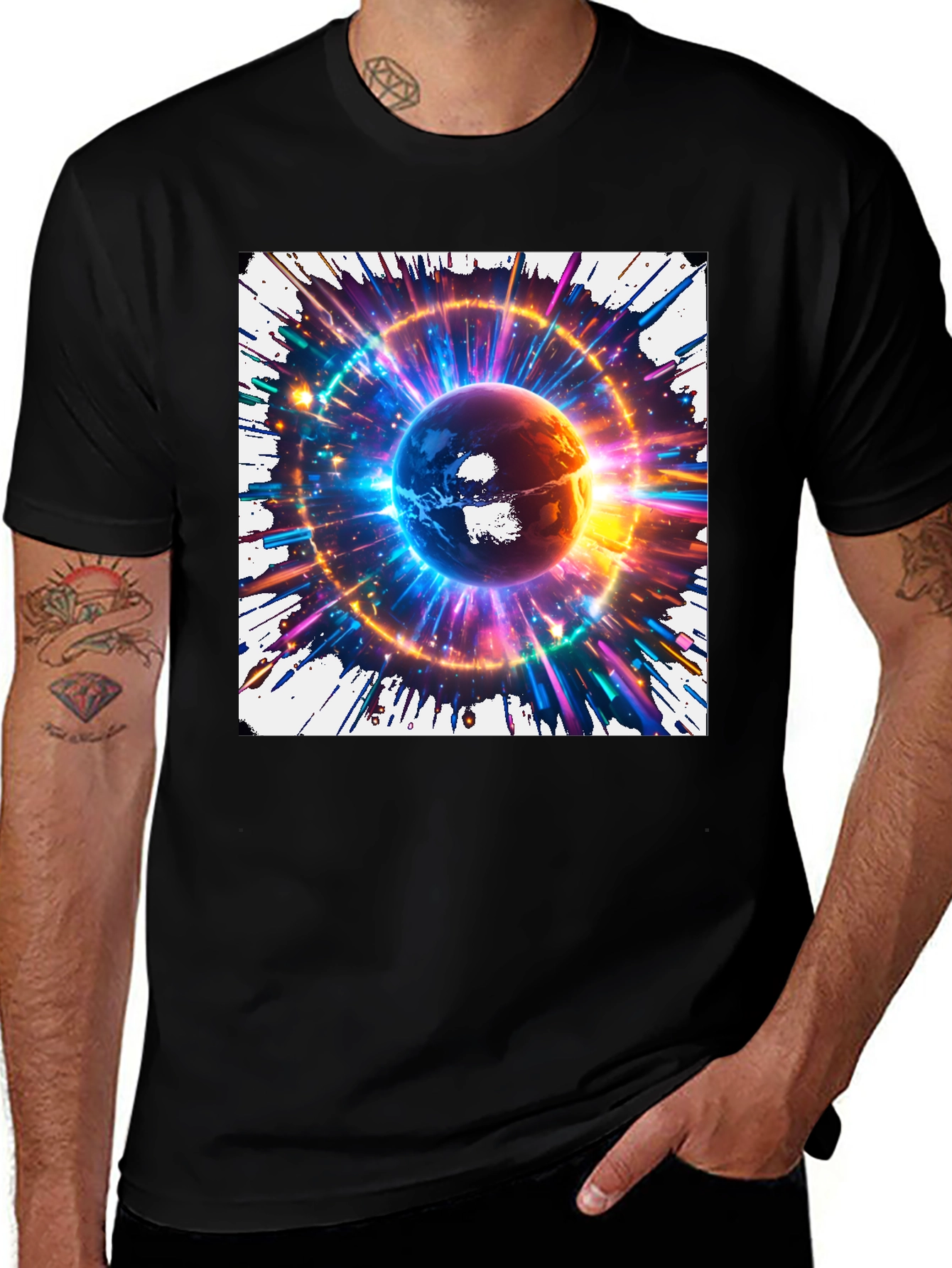 Variant 6 of Cosmic Globe Graphic T-Shirt - Black