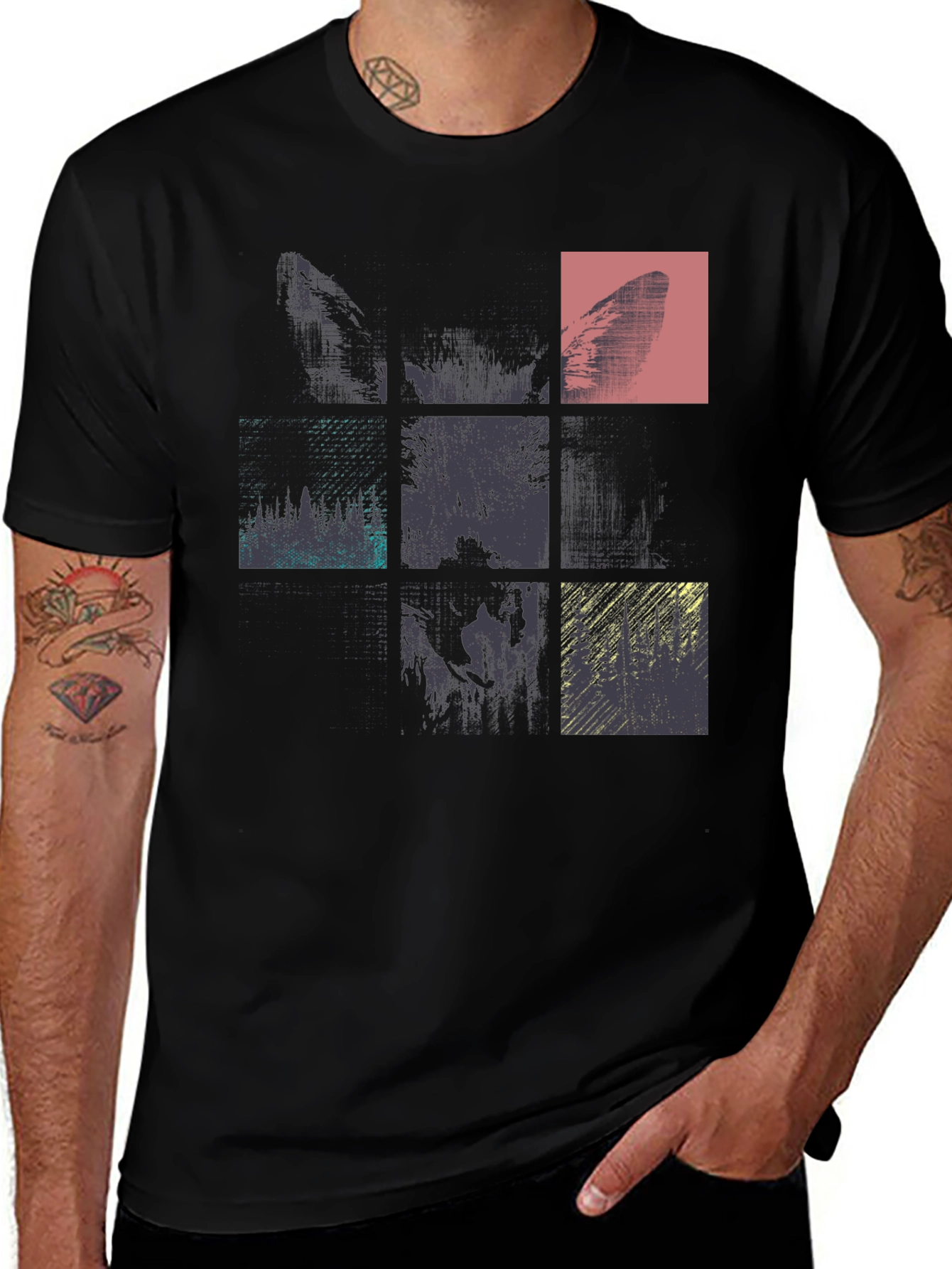Variant 15 of Abstract Graphic Tee - Modern Style, Black
