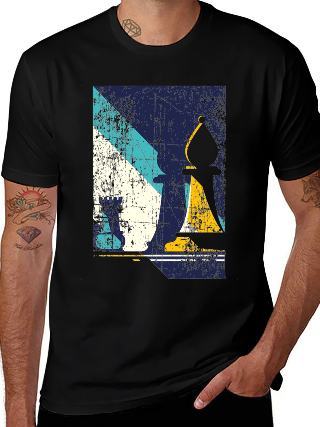 Variant 27 of Chess Piece Graphic Print Black T-Shirt