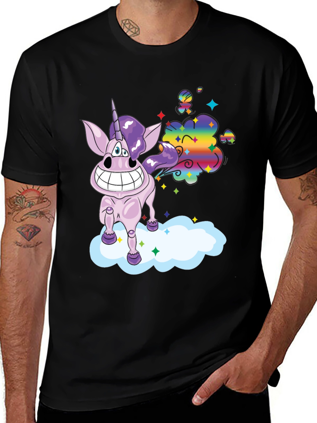 Variant 11 of Funny Unicorn Rainbow Cloud Graphic T-Shirt