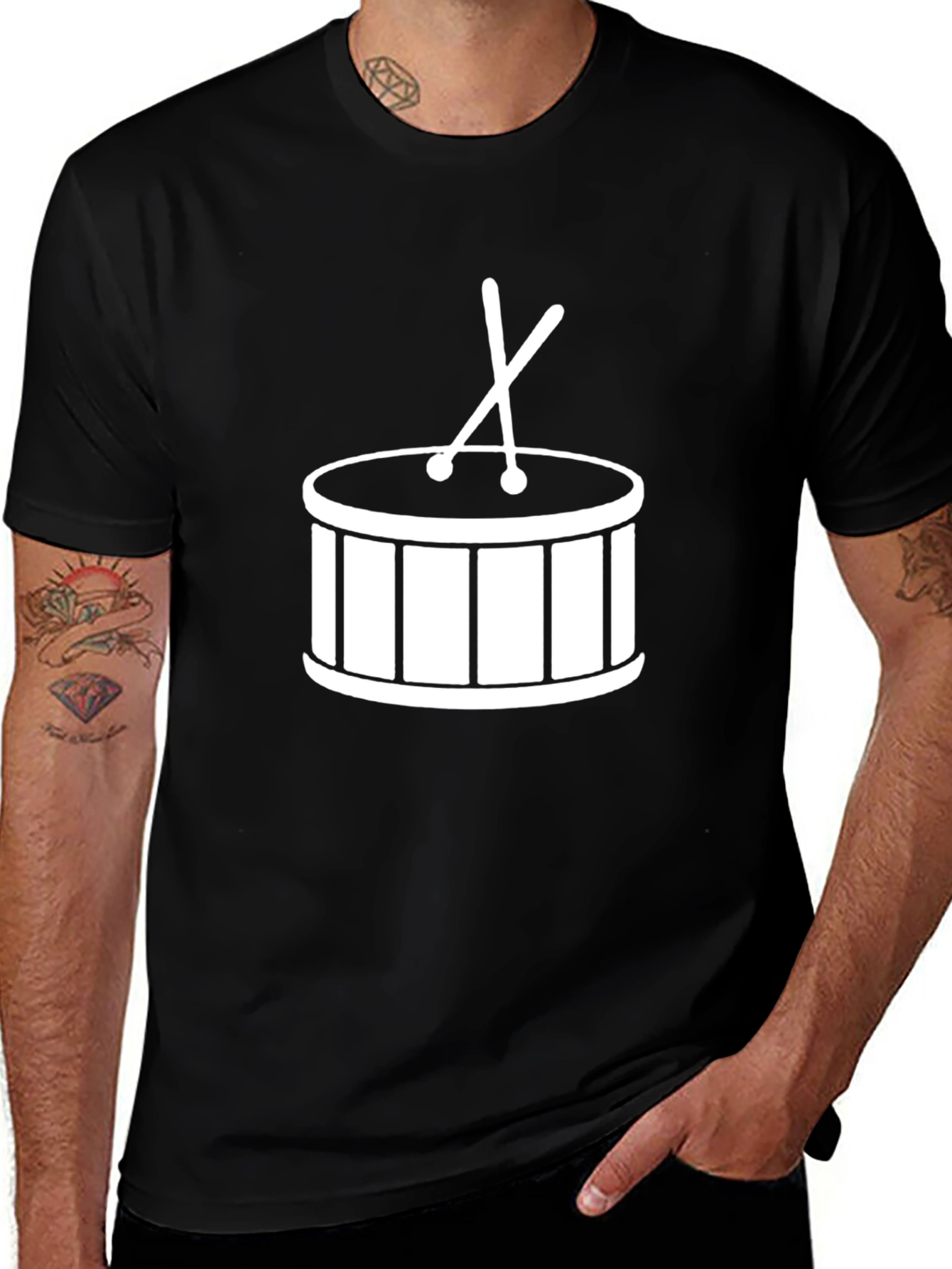 Variant 16 of Drum Graphic Tee - Black Cotton T-Shirt