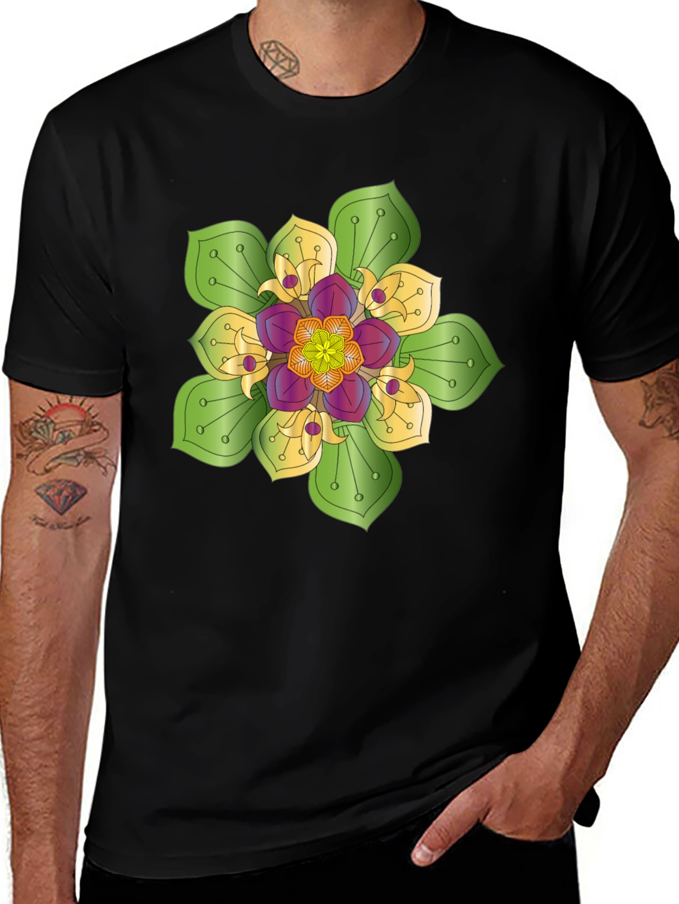 Variant 24 of Floral Mandala Graphic T-Shirt - Modern Casual Wear