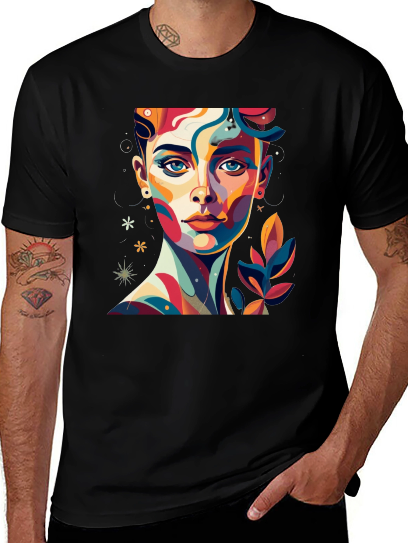 Variant 4 of Abstract Colorful Woman Portrait Graphic Tee