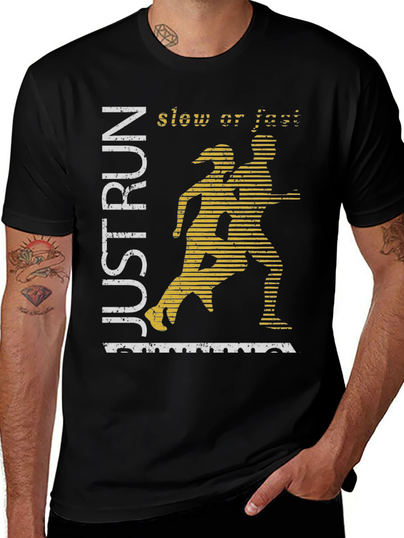 Variant 9 of Just Run Graphic Tee - Men's Black Running Shirt