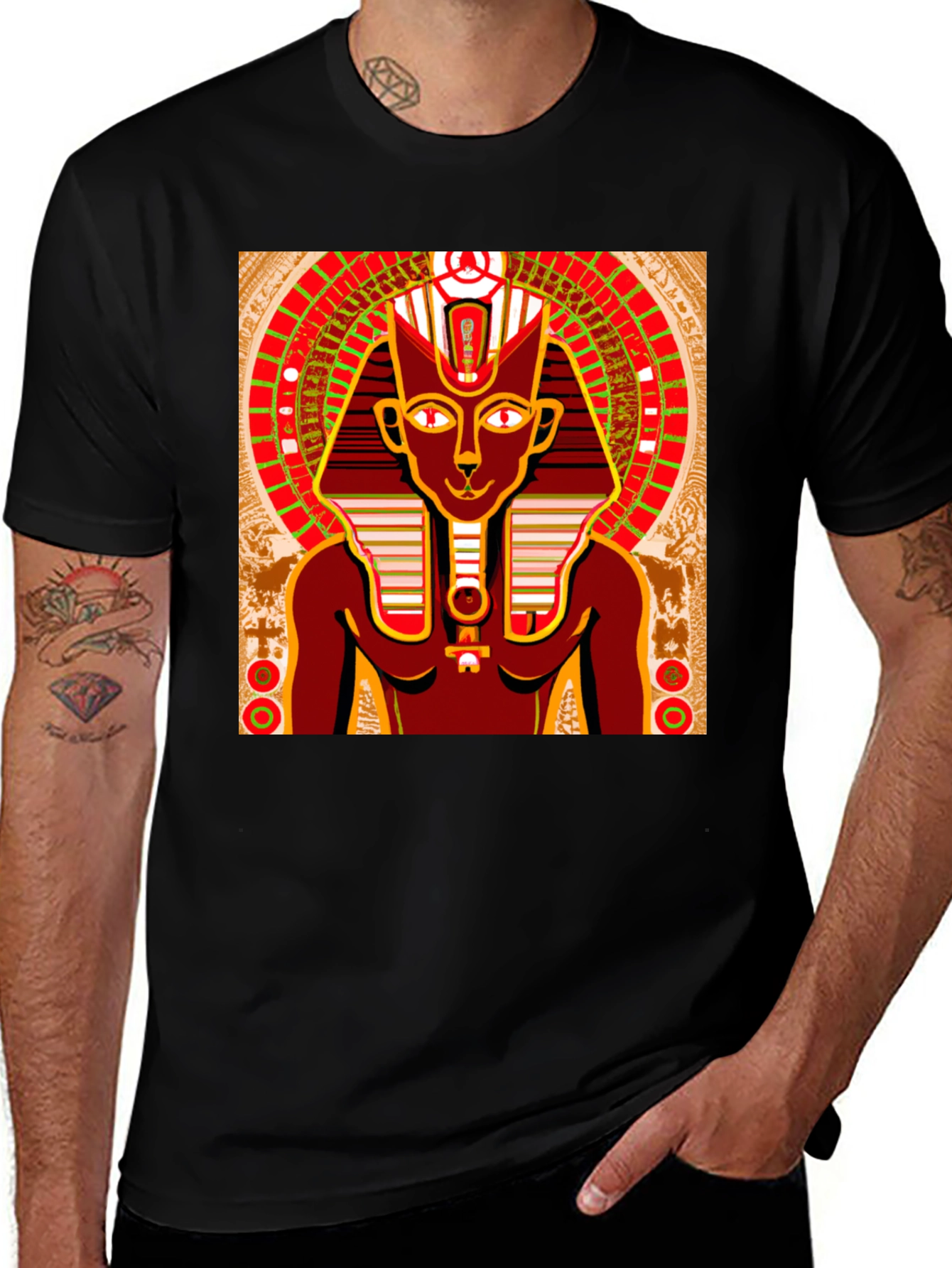 Egyptian Pharaoh Graphic Tee - Black Cotton T-Shirt