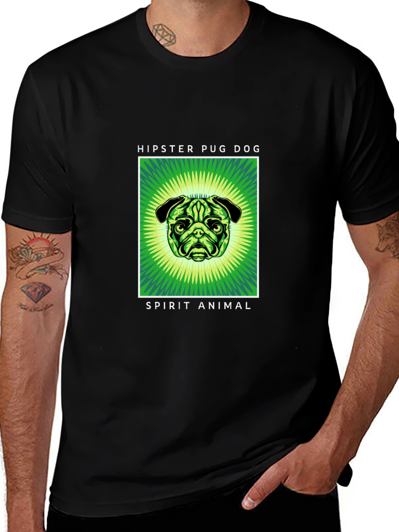 Variant 15 of Hipster Pug Dog Spirit Animal Graphic T-Shirt