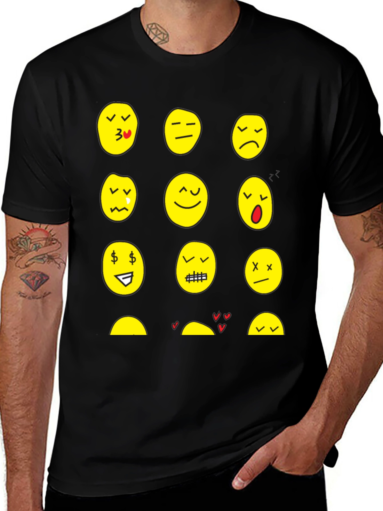 Variant 23 of Emoji Expression Black T-Shirt