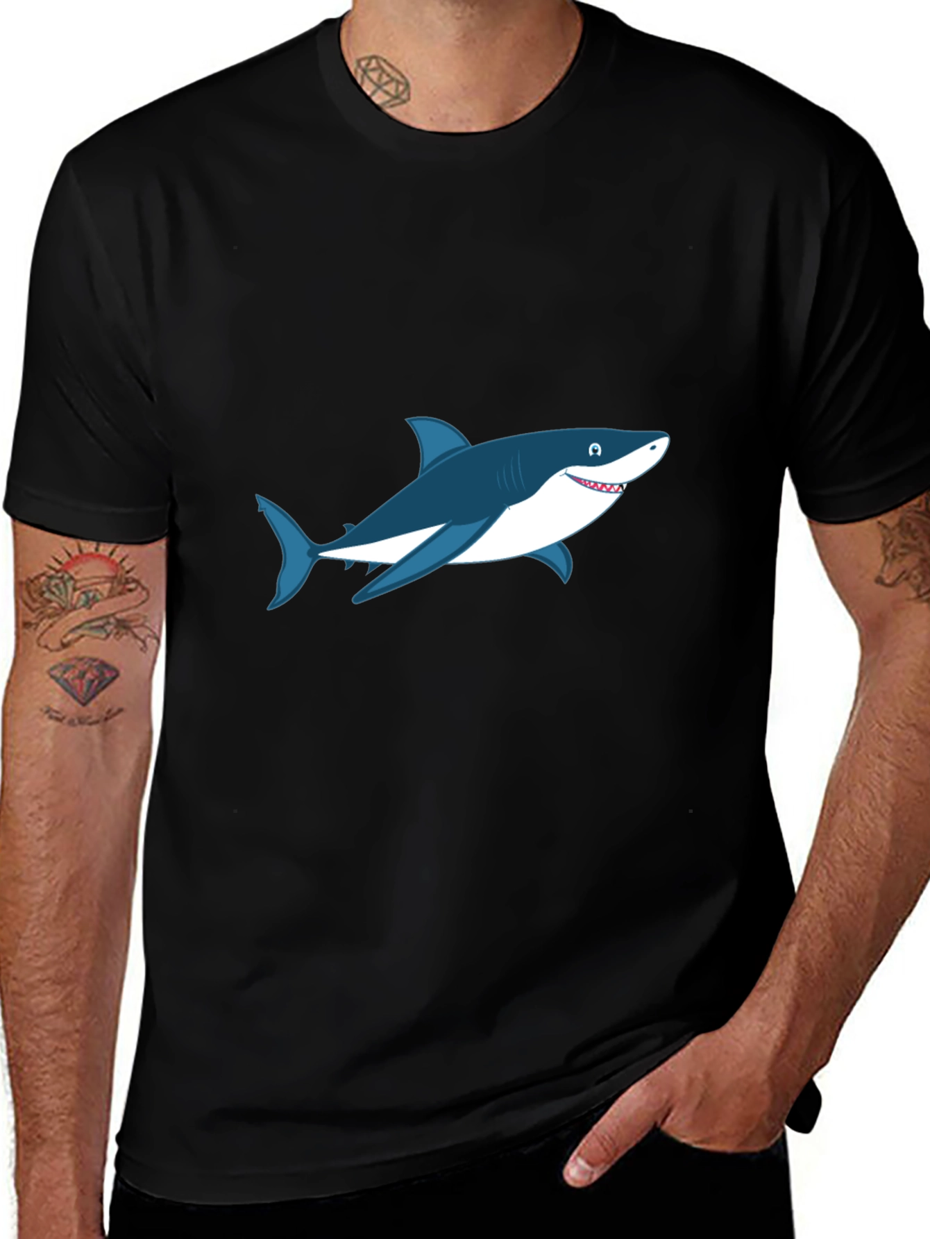 Variant 22 of Shark Graphic Tee - Men's Black Cotton T-Shirt