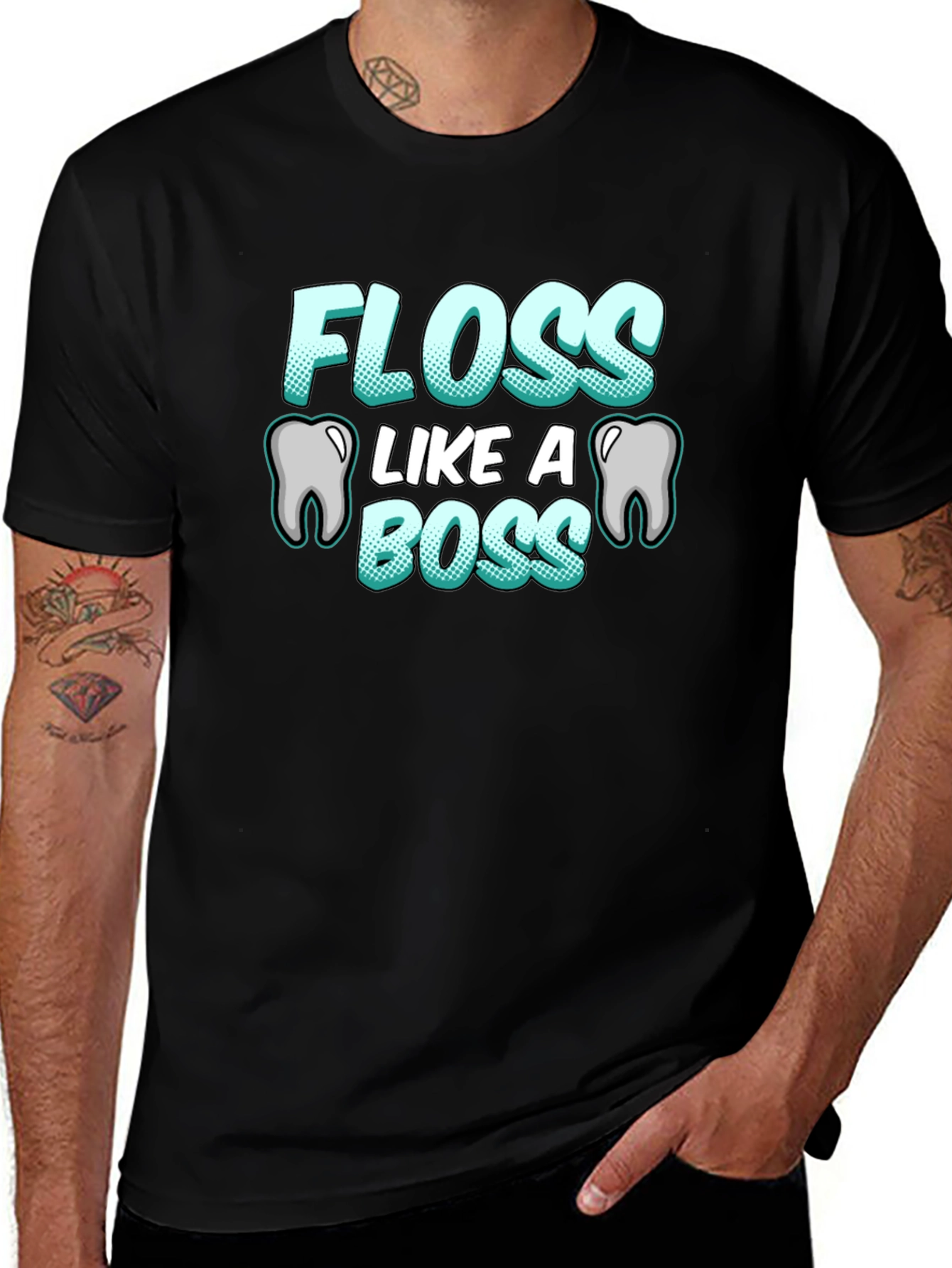 Variant 12 of Floss Like A Boss T-Shirt Funny Dental Hygiene Tee