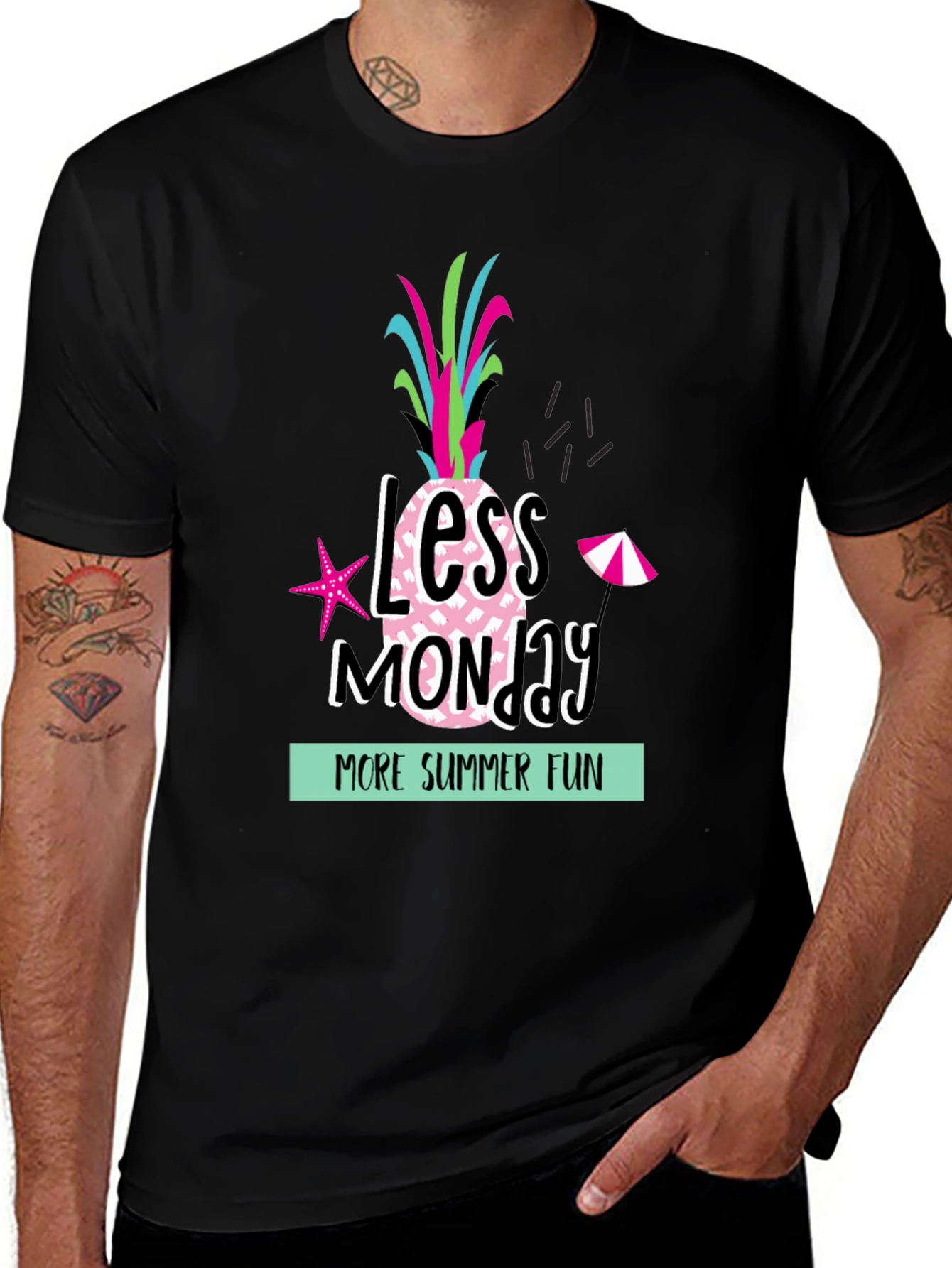 Less Monday More Summer Fun Black T-Shirt