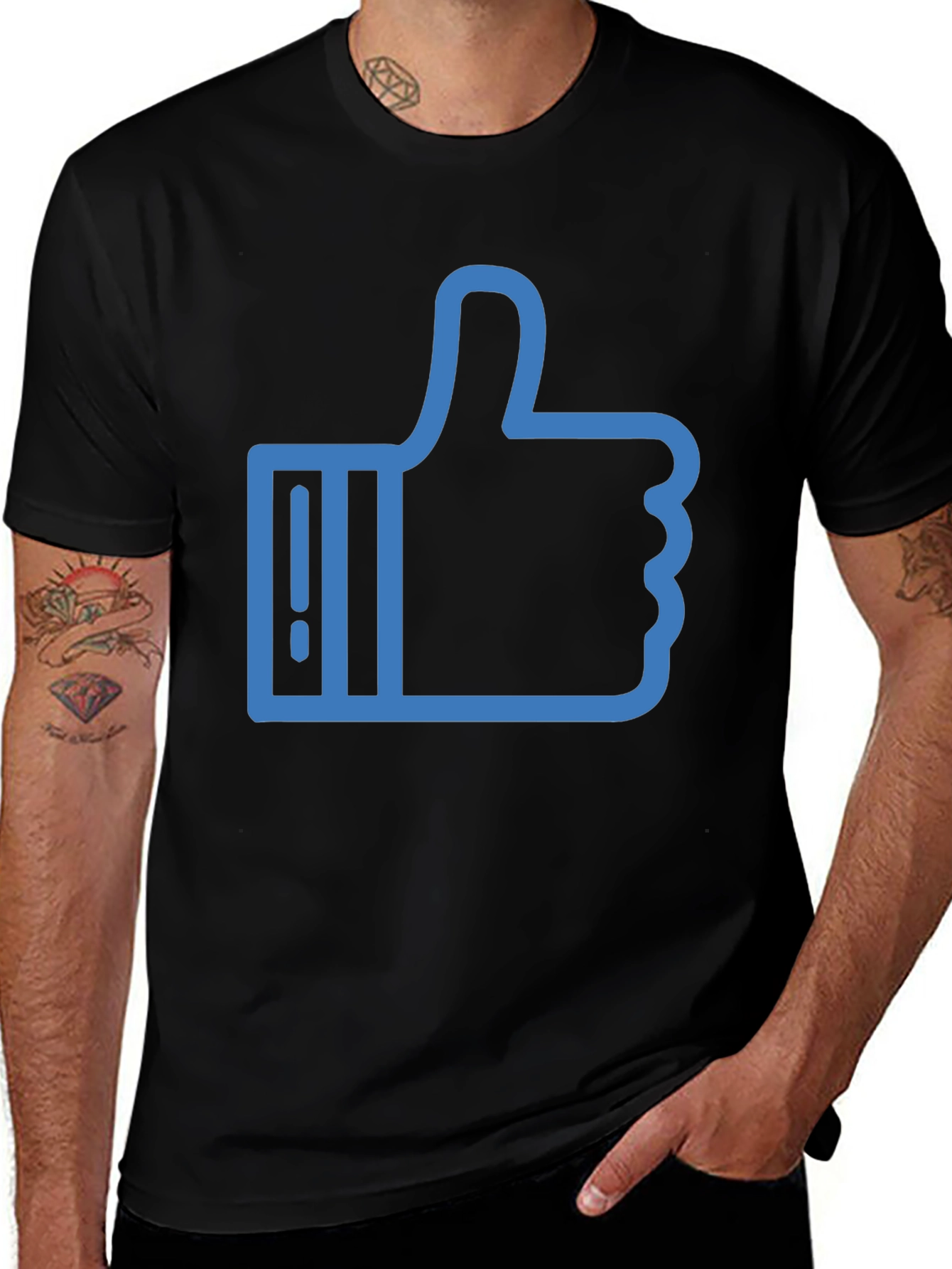 Variant 25 of Thumbs Up Graphic Tee - Casual Black T-Shirt