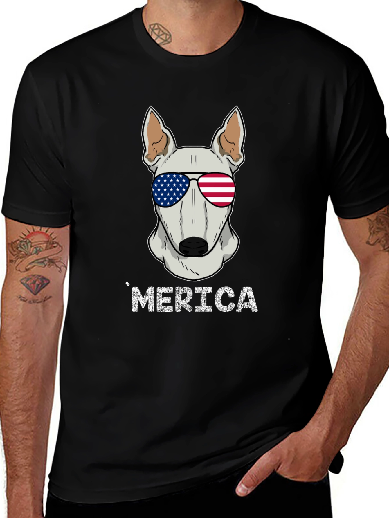 Variant 27 of Patriotic Dog T-Shirt - 'Merica Bull Terrier Tee
