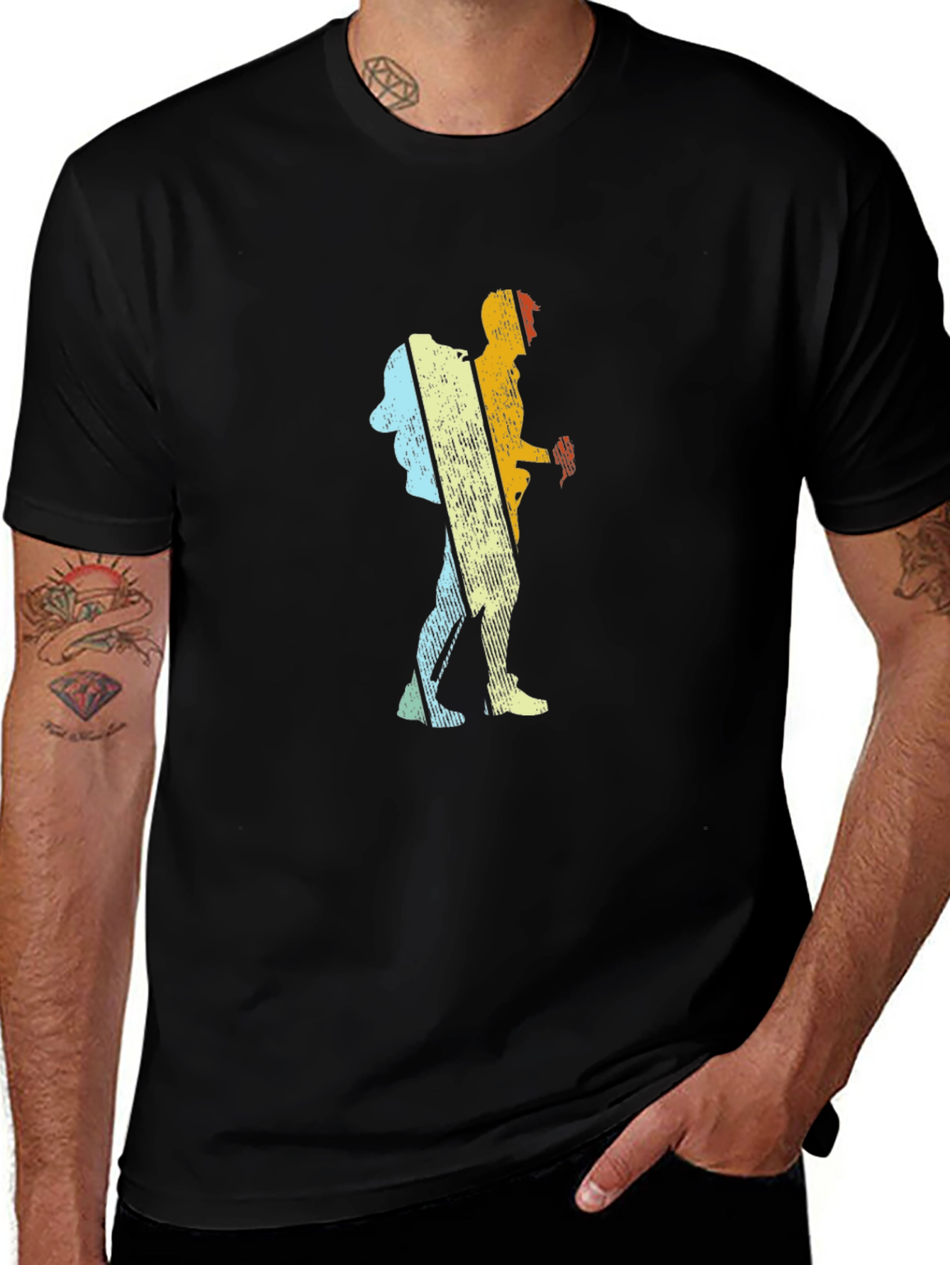 Variant 23 of Retro Hiker Graphic T-Shirt - Black