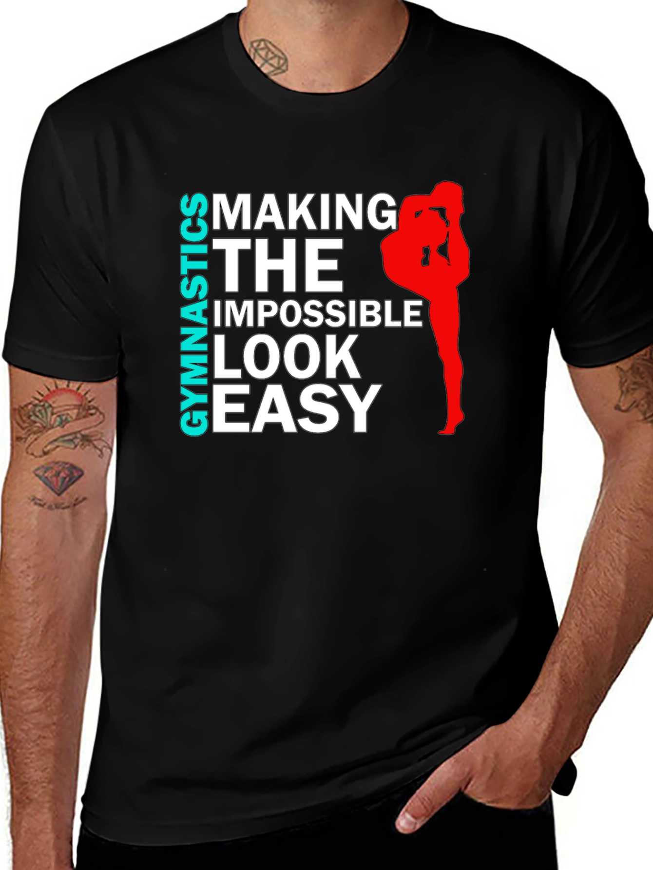 Variant 7 of Gymnastics Making The Impossible Look Easy Black T-Shirt