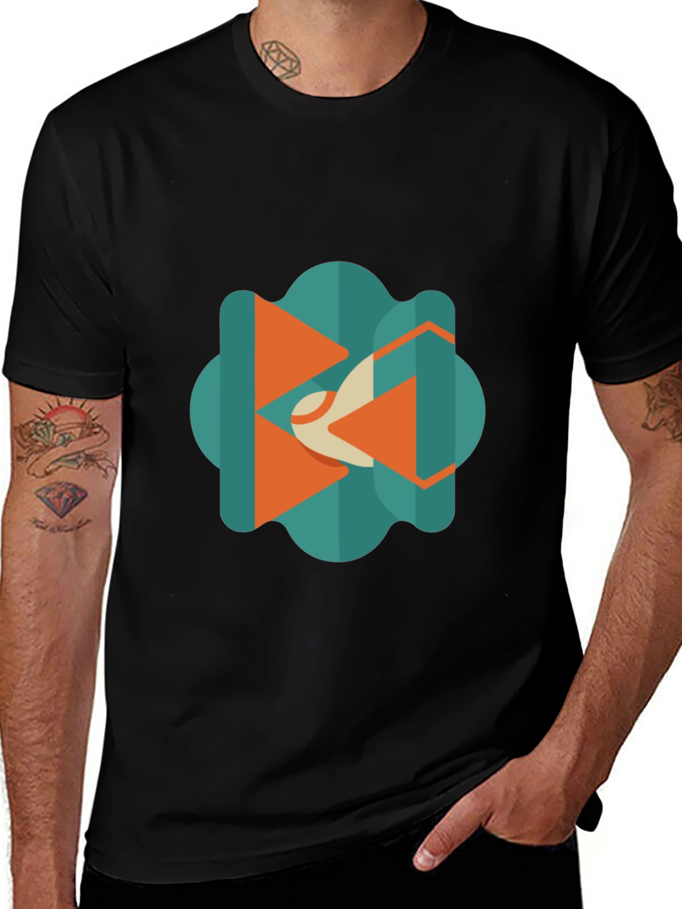 Variant 15 of Abstract Geometric Graphic Black T-Shirt