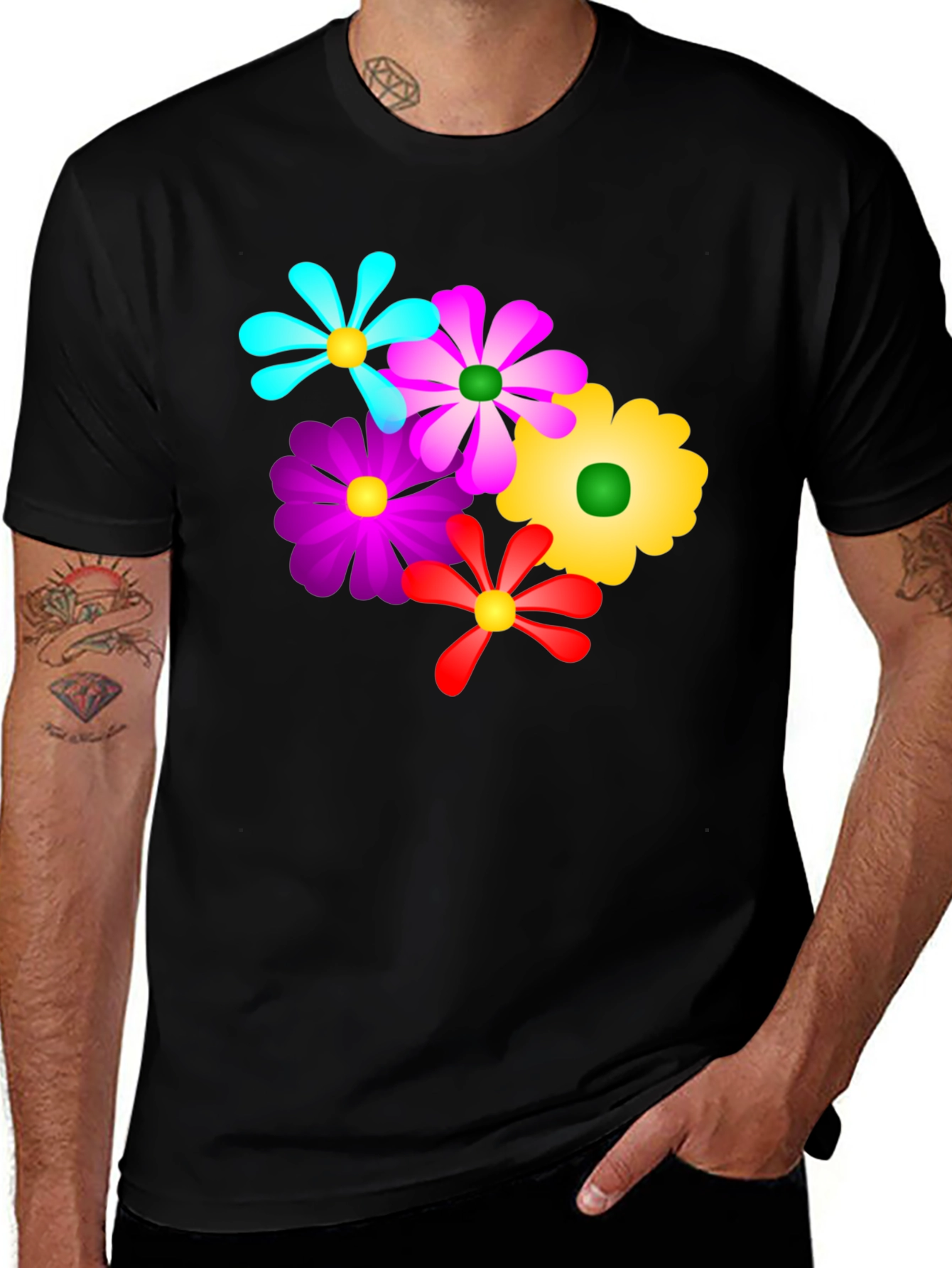 Variant 7 of Floral Graphic Black T-Shirt