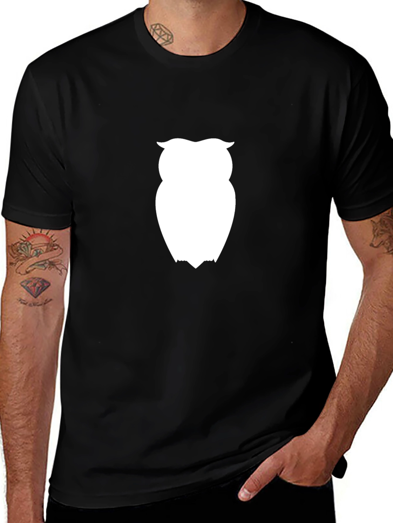Black Owl Graphic Tee - Stylish Black Cotton T-Shirt main image