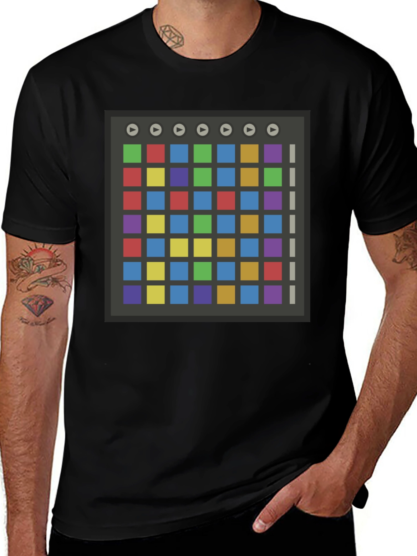 Variant 24 of Colorful Beat Machine Grid Design T-Shirt